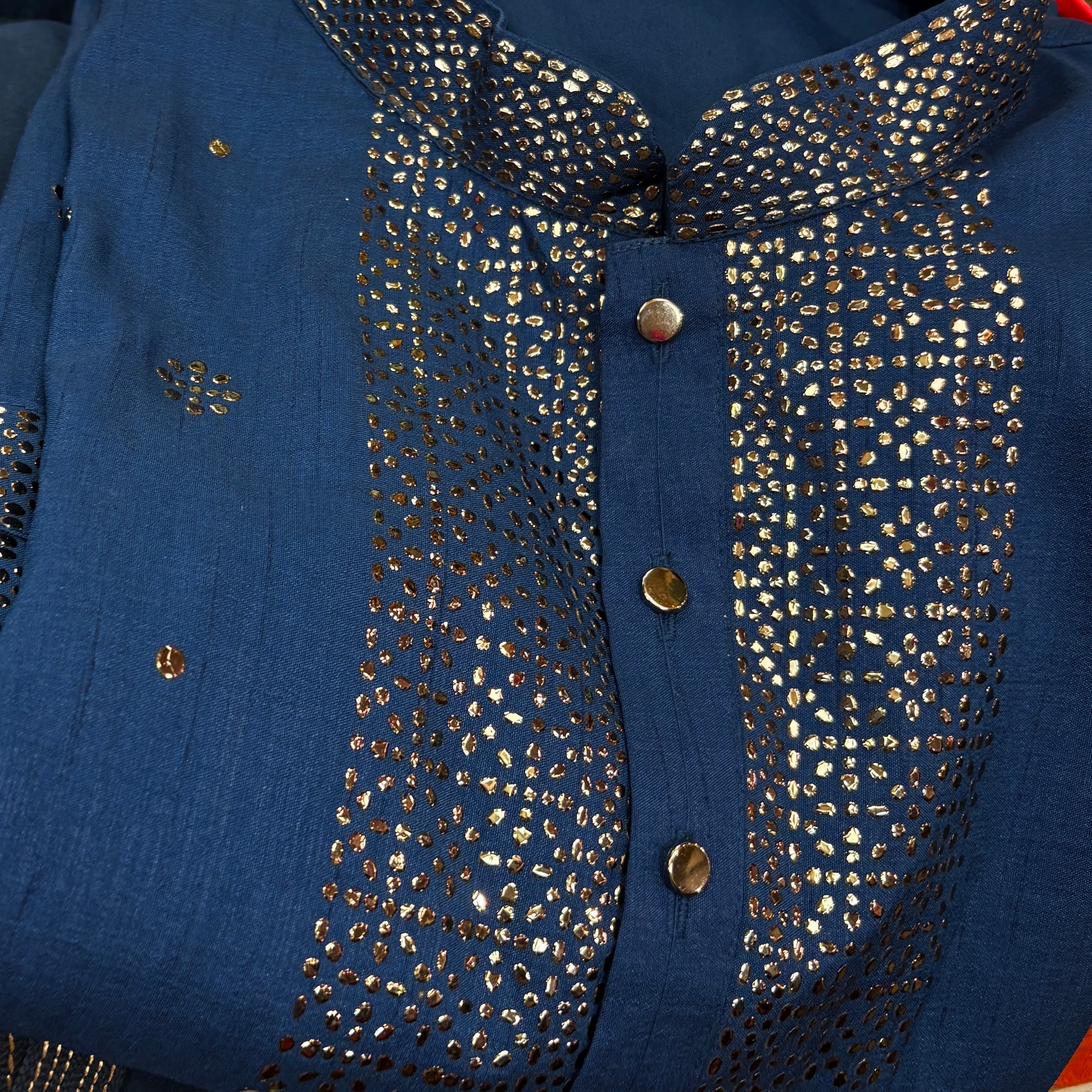 Blue Metallic Kurta