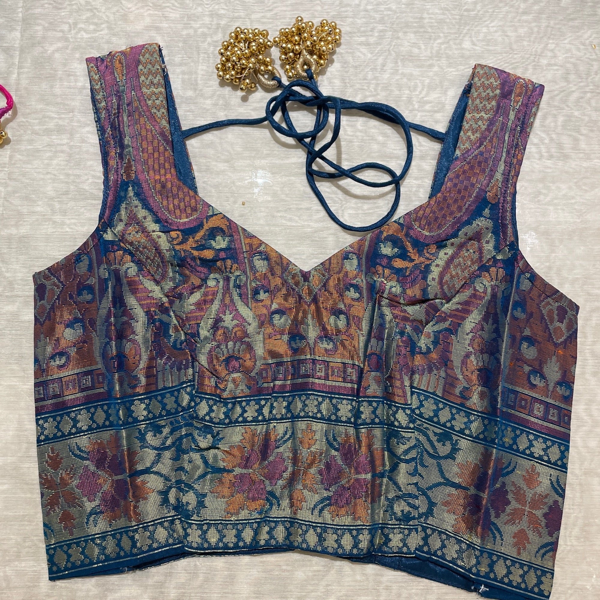 Brocade Saree Blouses-Size 28 - Vintage India NYC