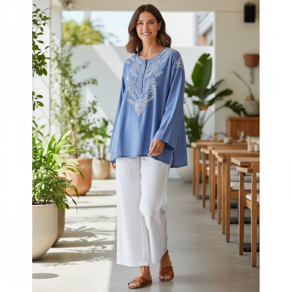 Cotton Chikan Short Kurtas 500-6 Colors