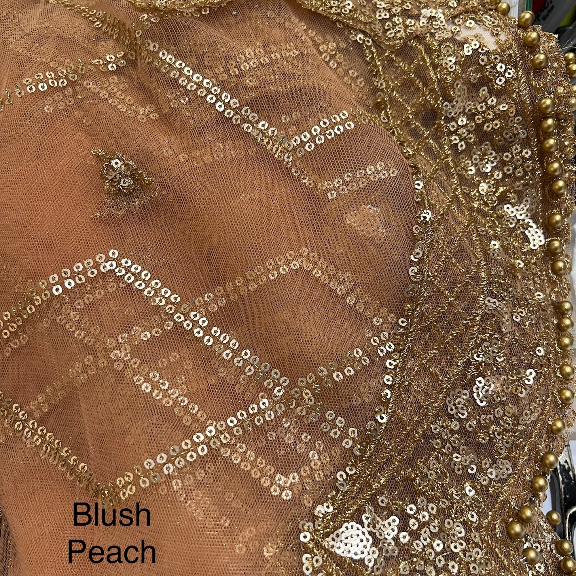 DT Gold Scallop Embroidered Dupatta - Vintage India NYC
