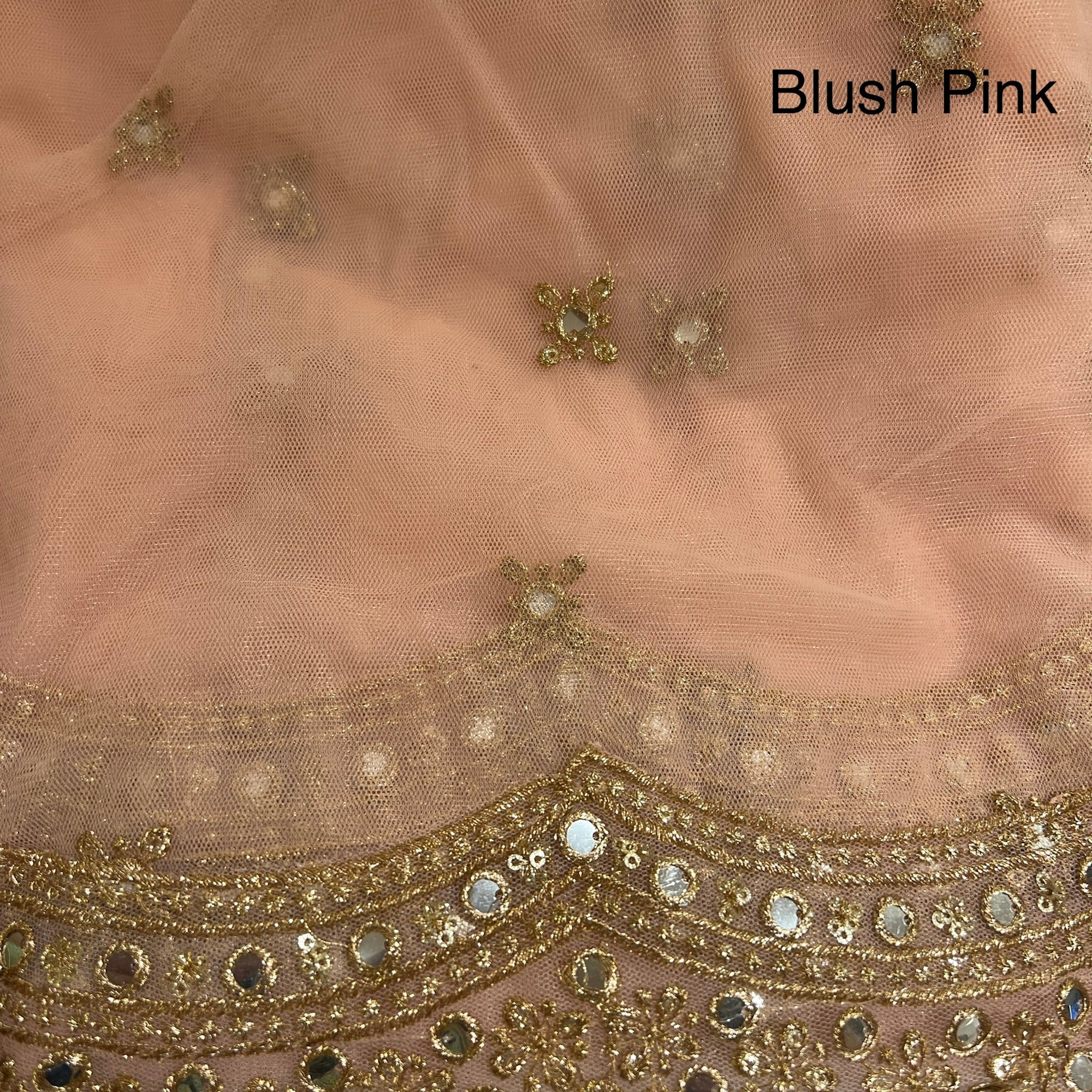 DT Gold Scallop Embroidered Dupatta - Vintage India NYC