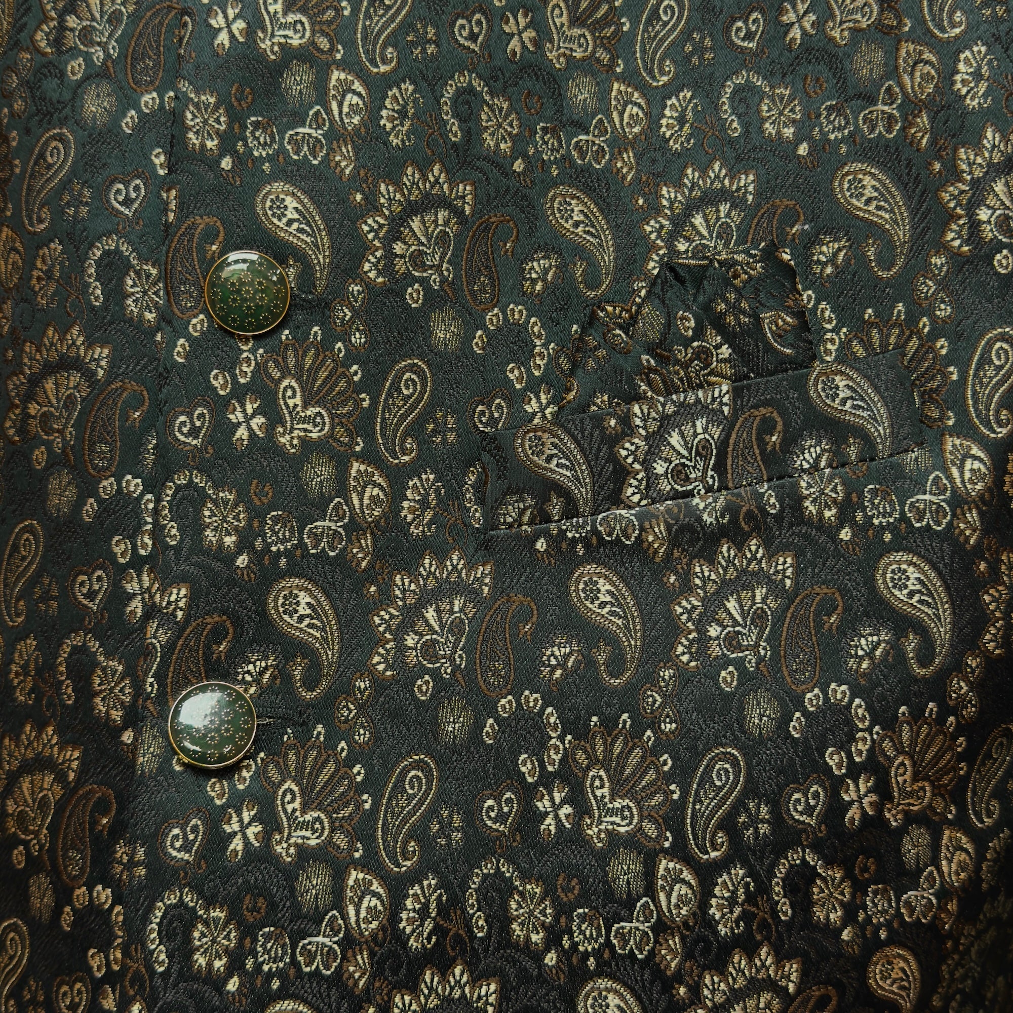 Bottle Green Paisley Jacquard Sherwani - Vintage India NYC