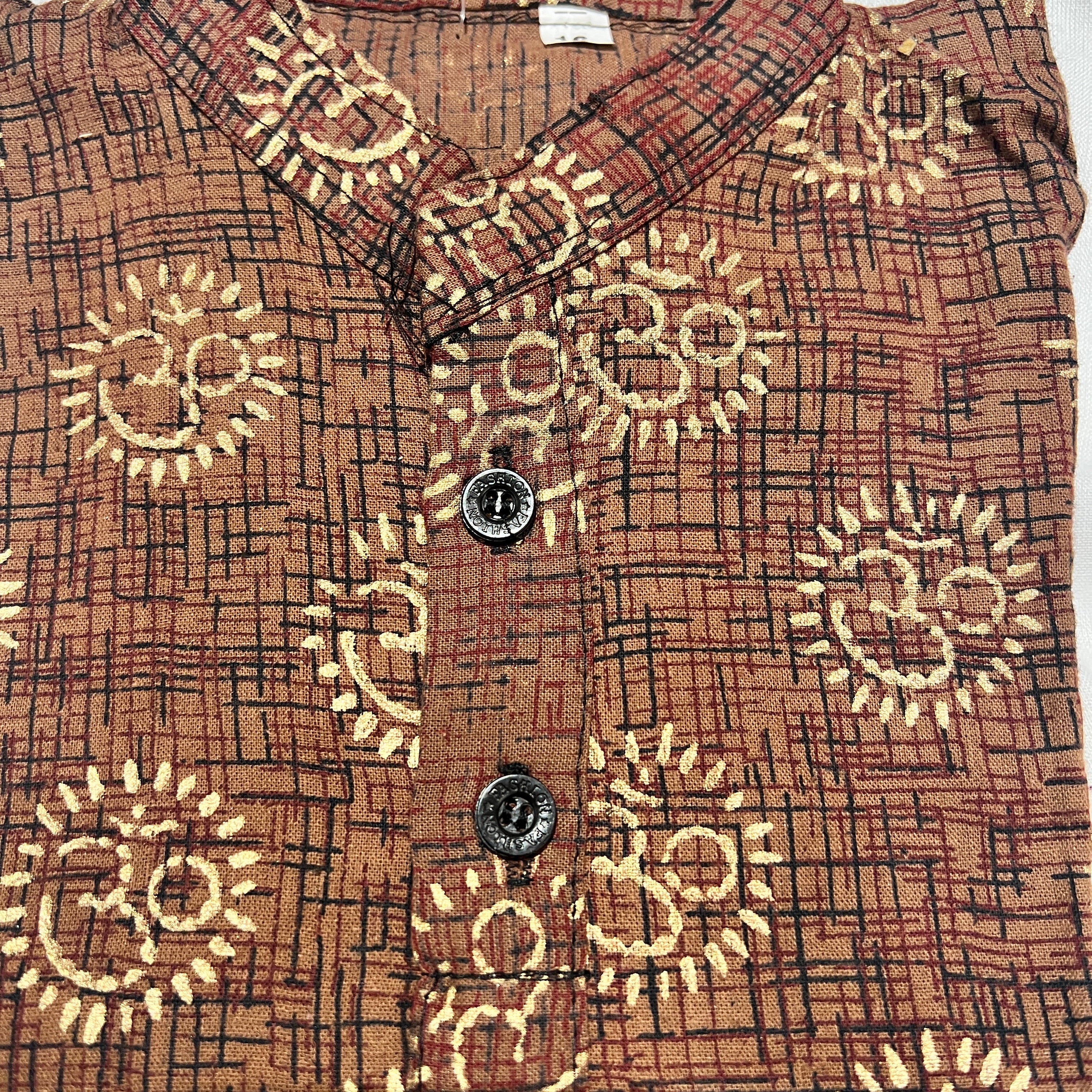 Boys Cotton Kurtas Gold Print-2 year old - Vintage India NYC