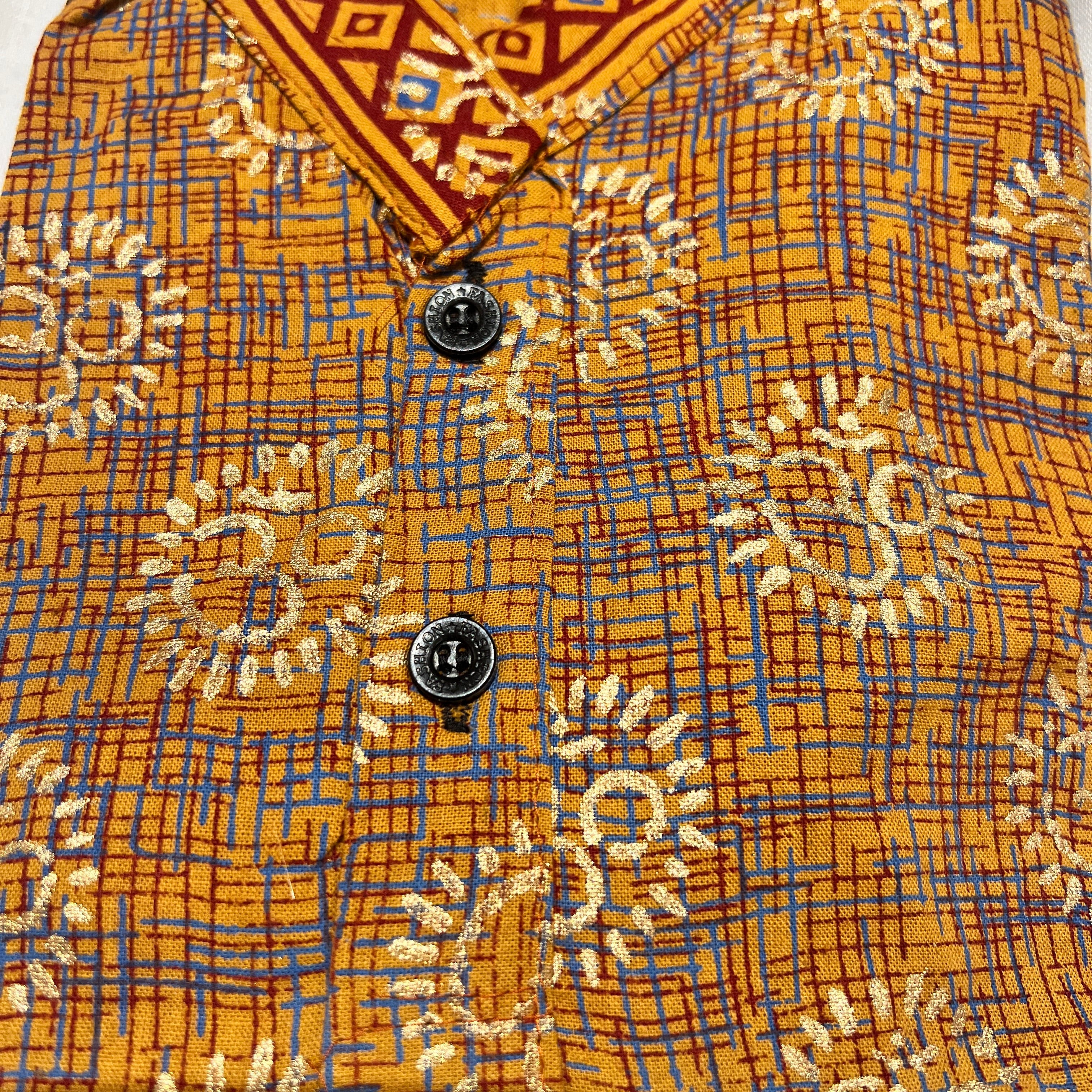 Boys Cotton Kurtas Gold Print-2 year old - Vintage India NYC