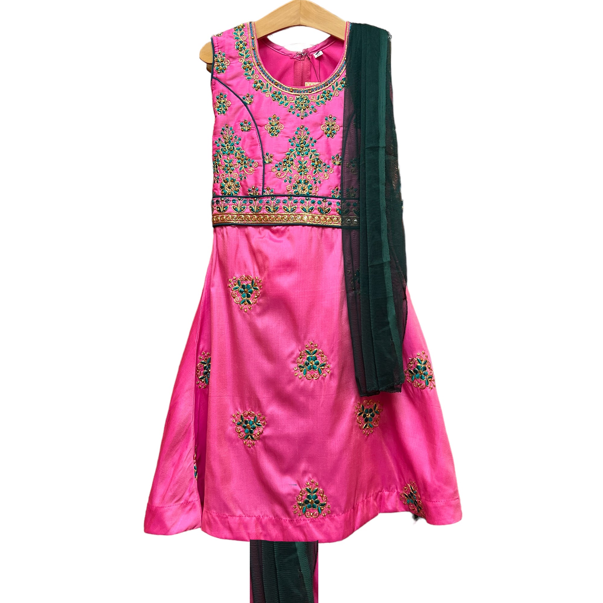 DT Bright Pink Girls Anarkali 22-38 - Vintage India NYC