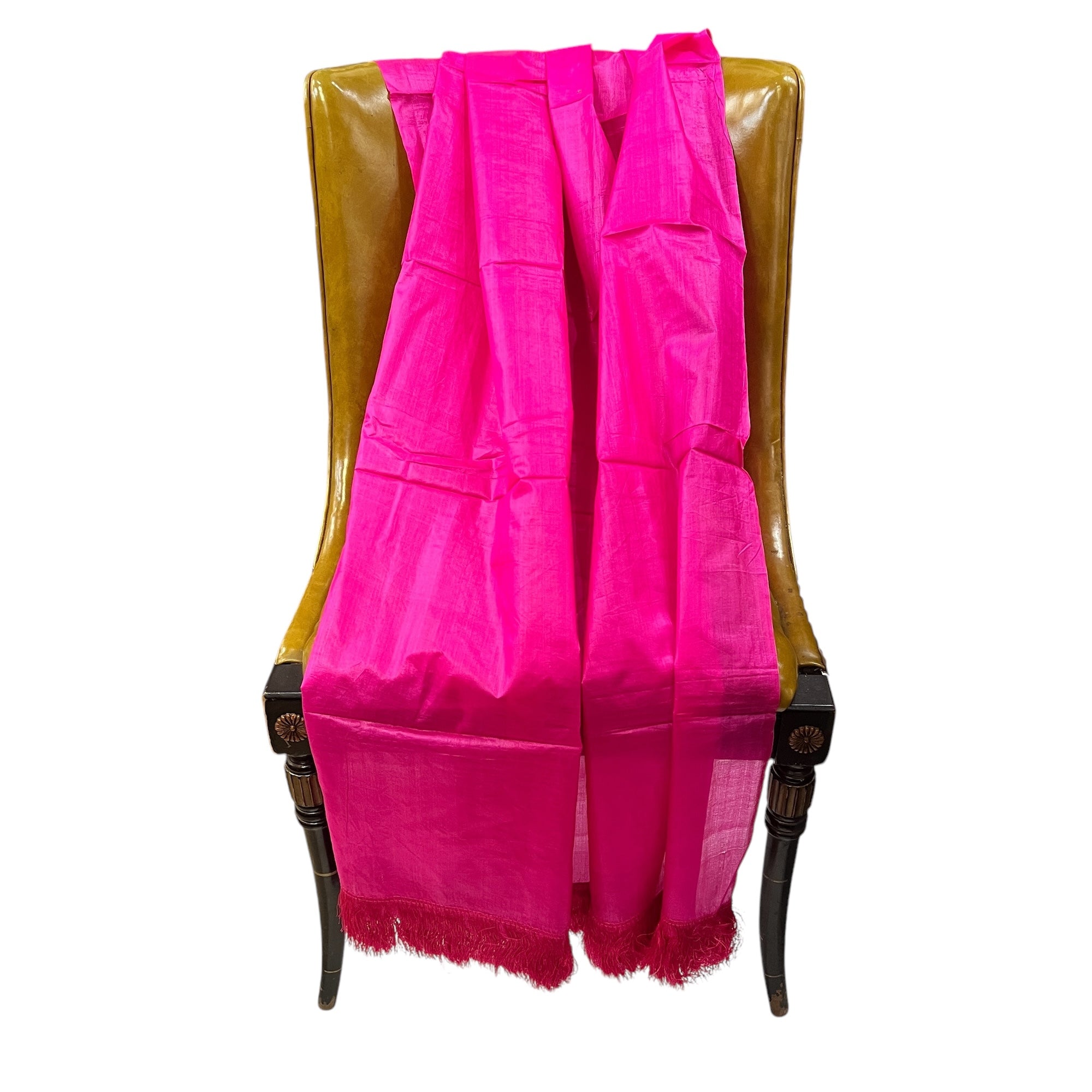 Bright Pink Silk Gold Dupatta 9011 - Vintage India NYC