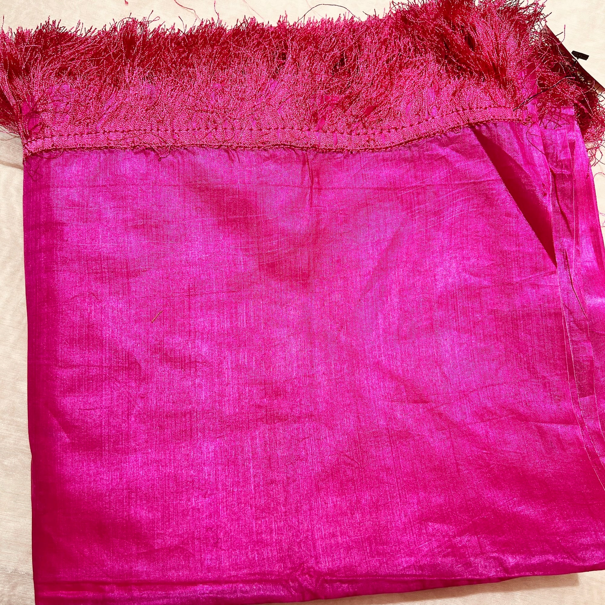Bright Pink Silk Gold Dupatta 9011 - Vintage India NYC