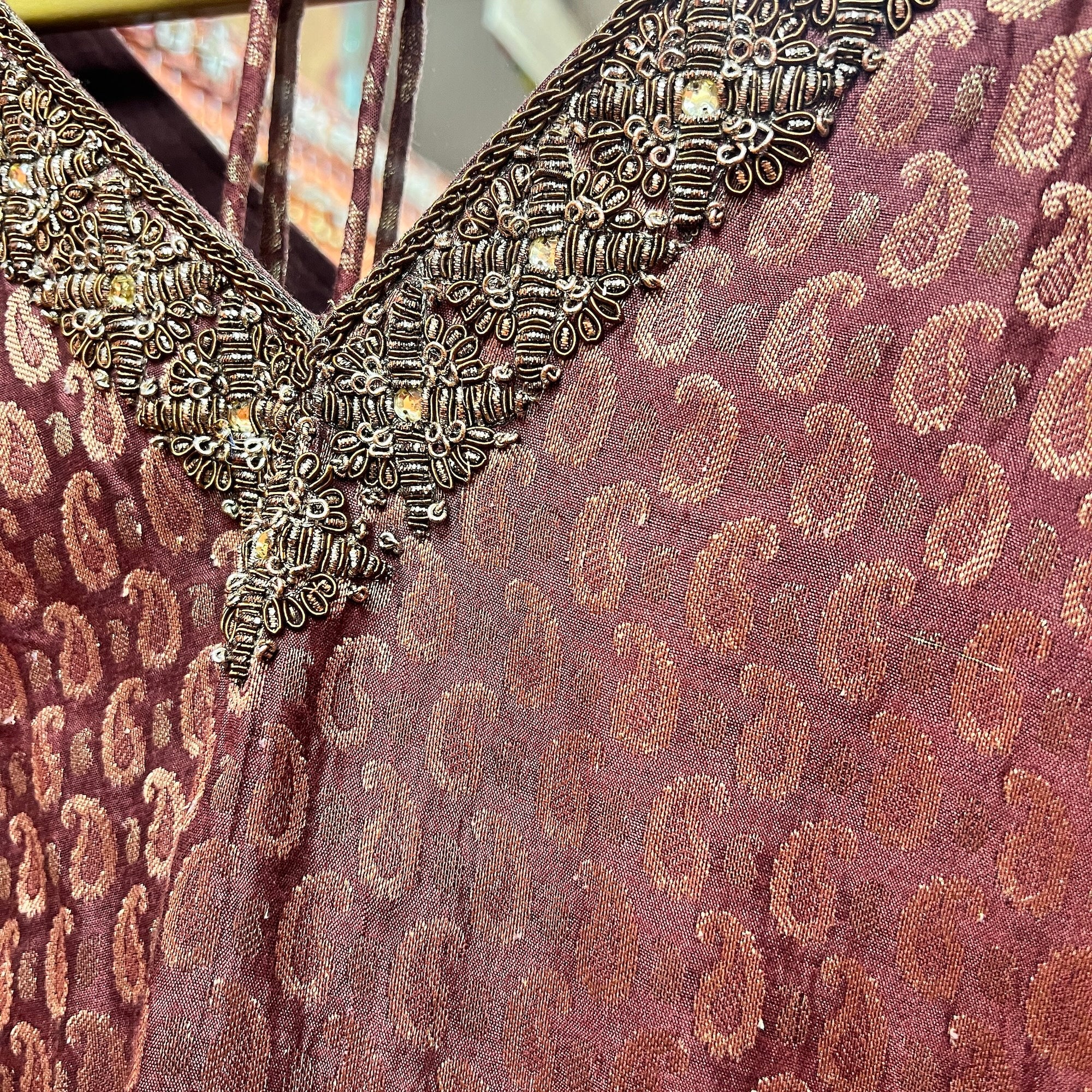 Brocade Long Blouse - Vintage India NYC