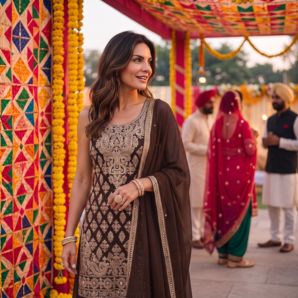 Butta Embroidered Sharara Set-Colors