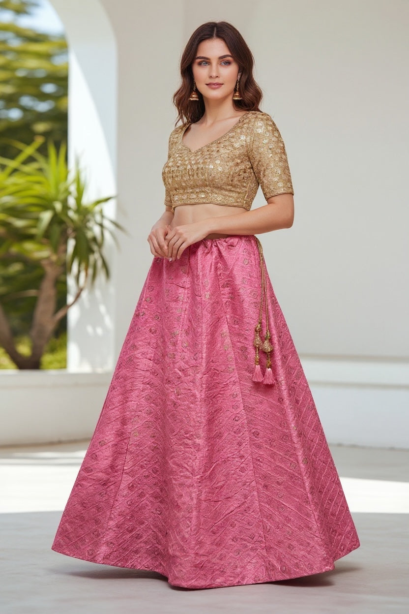 Q Bubblegum Pink Lehenga - Vintage India NYC