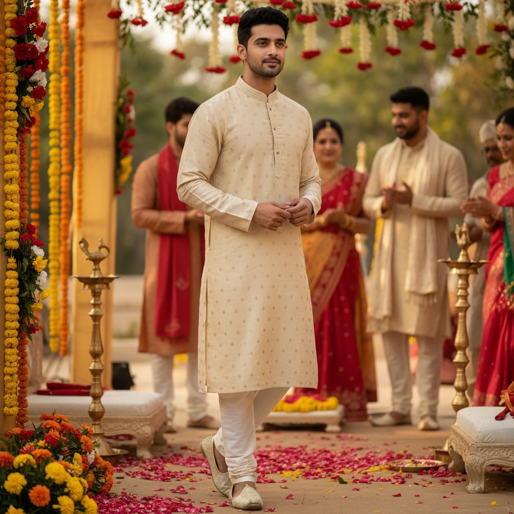 Butter Quadrafoil Kurta - Vintage India NYC