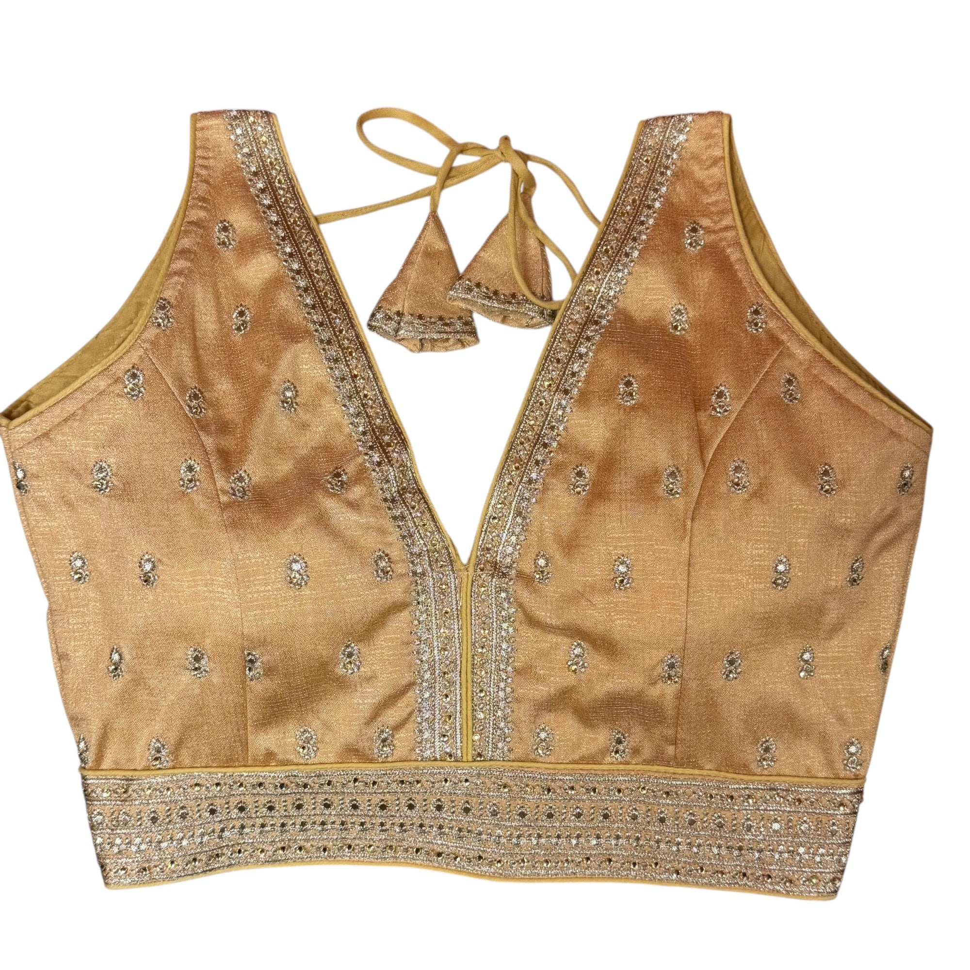 Sleeveless V Neck Choli Blouse -Size 34-Colors