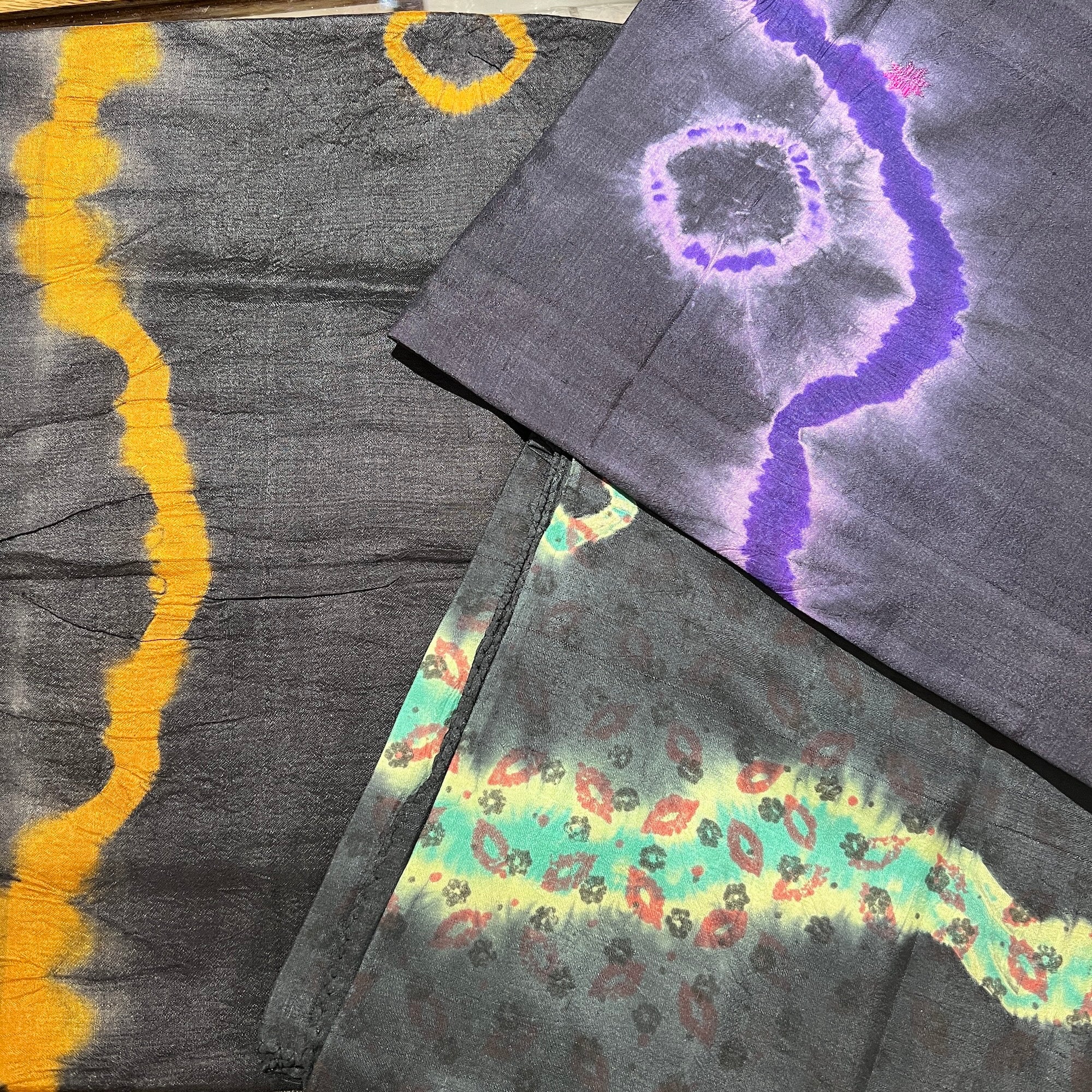 LH Bandhani Pure Silk Scarves-Various - Vintage India NYC