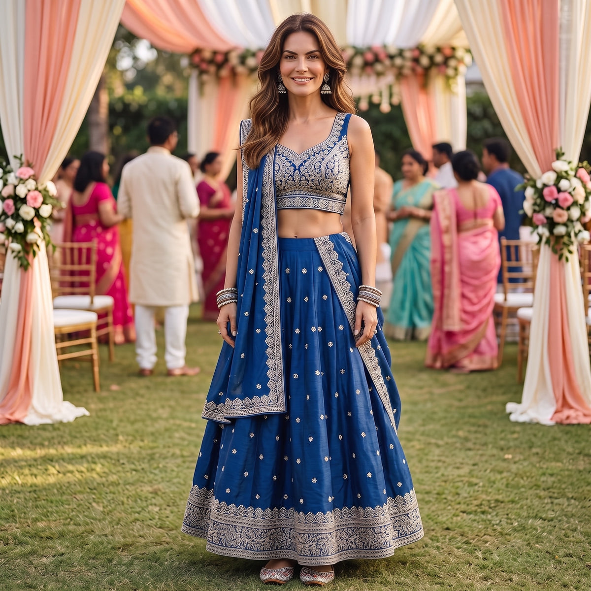 DT Light Gold Embroidered Lehengas-Colors