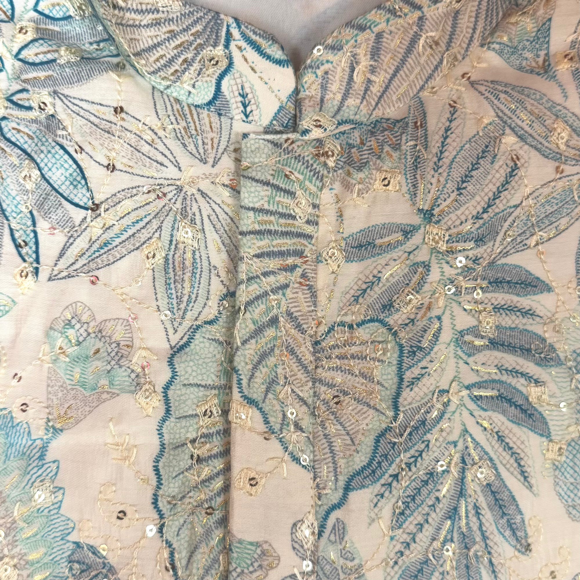 Cream Kurta with Full Embroidery - Vintage India NYC