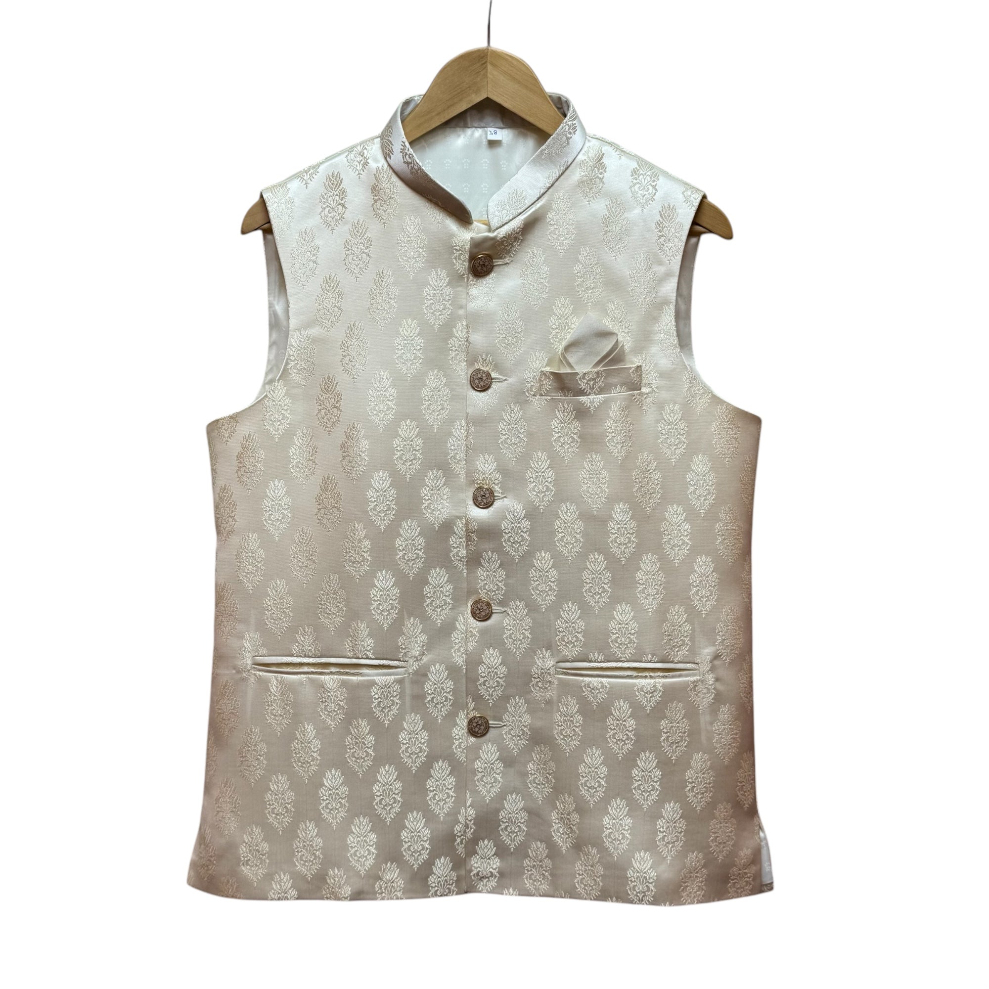 Cream Jacquard Vest - Vintage India NYC