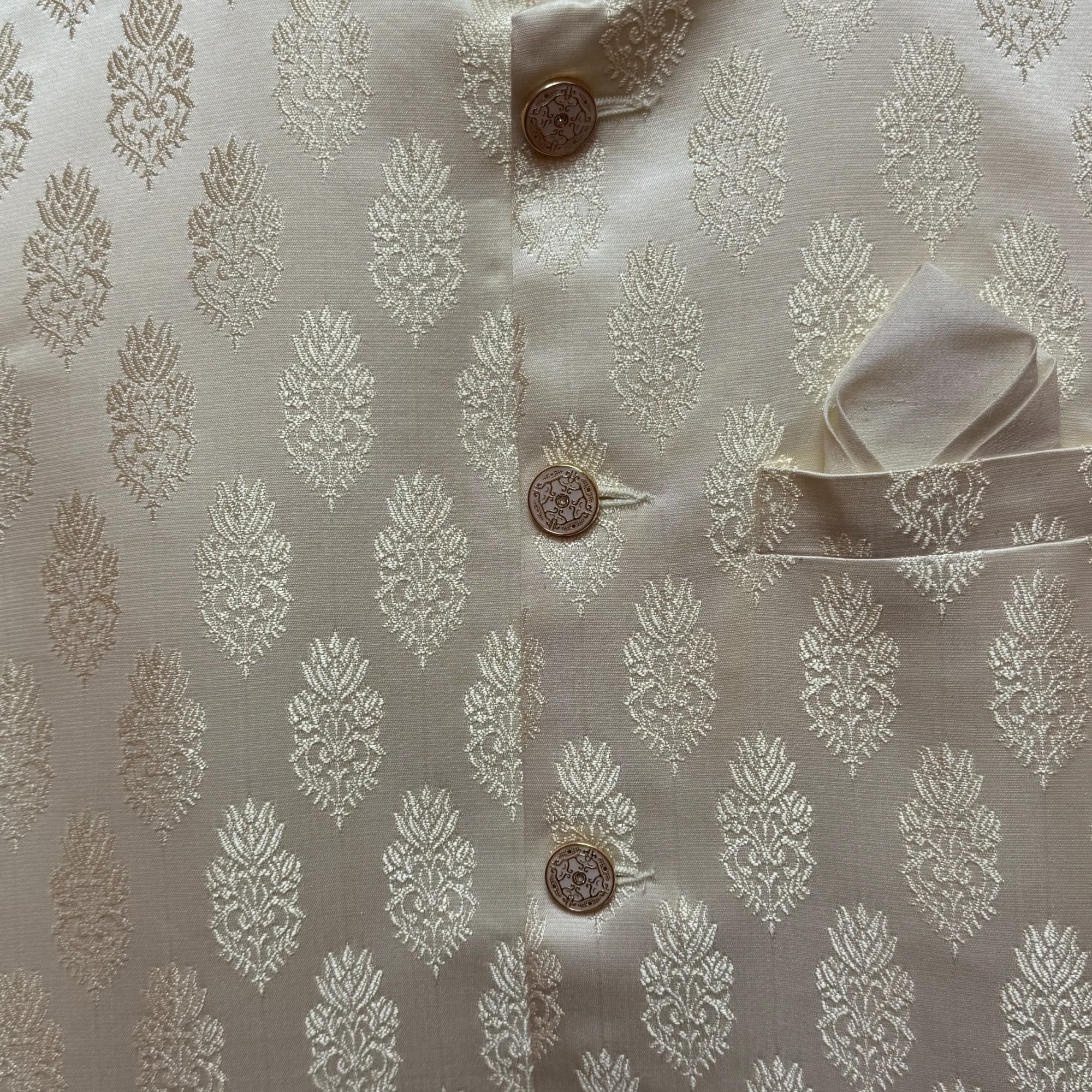 Cream Jacquard Vest - Vintage India NYC