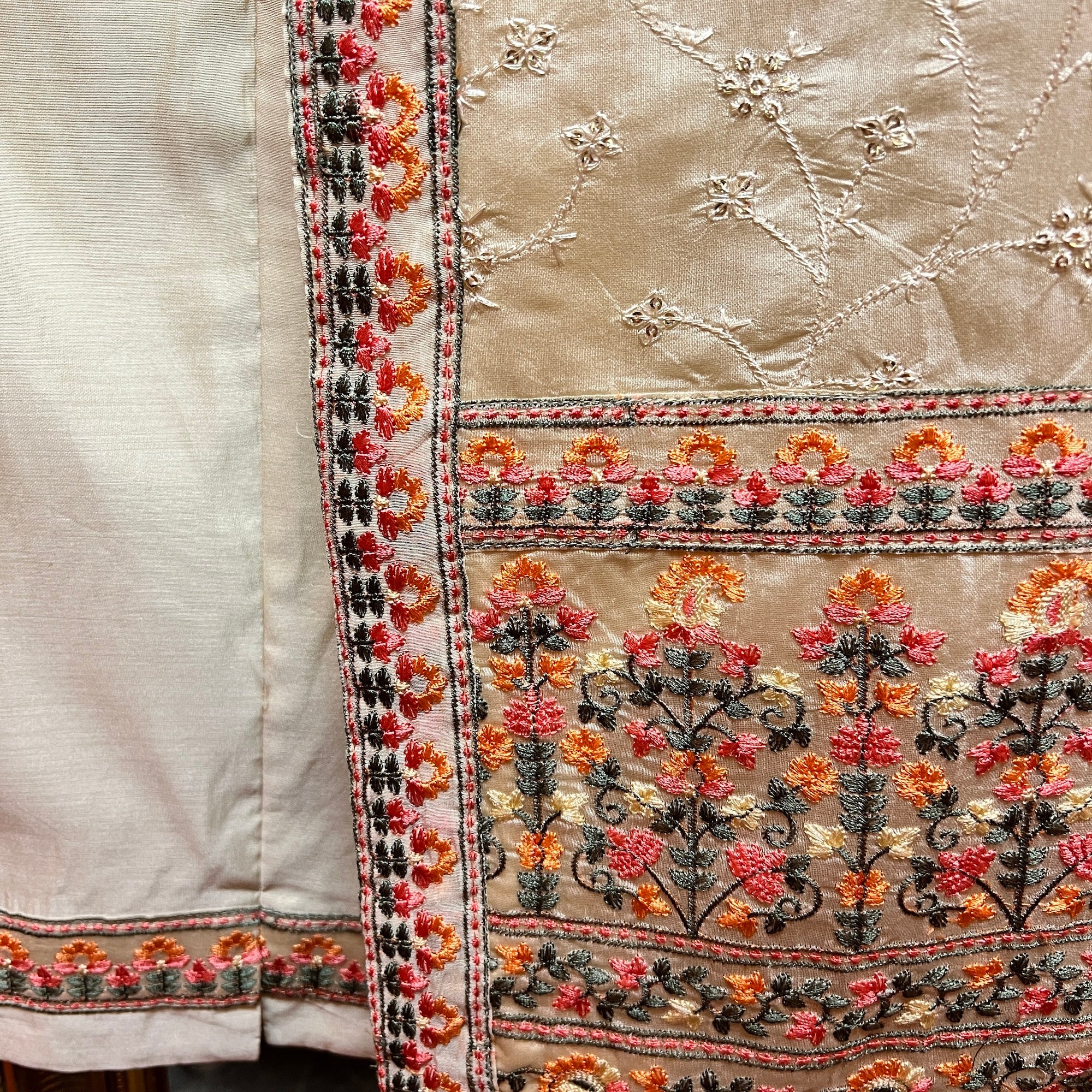 Cream Embroidered Kurta Set - Vintage India NYC