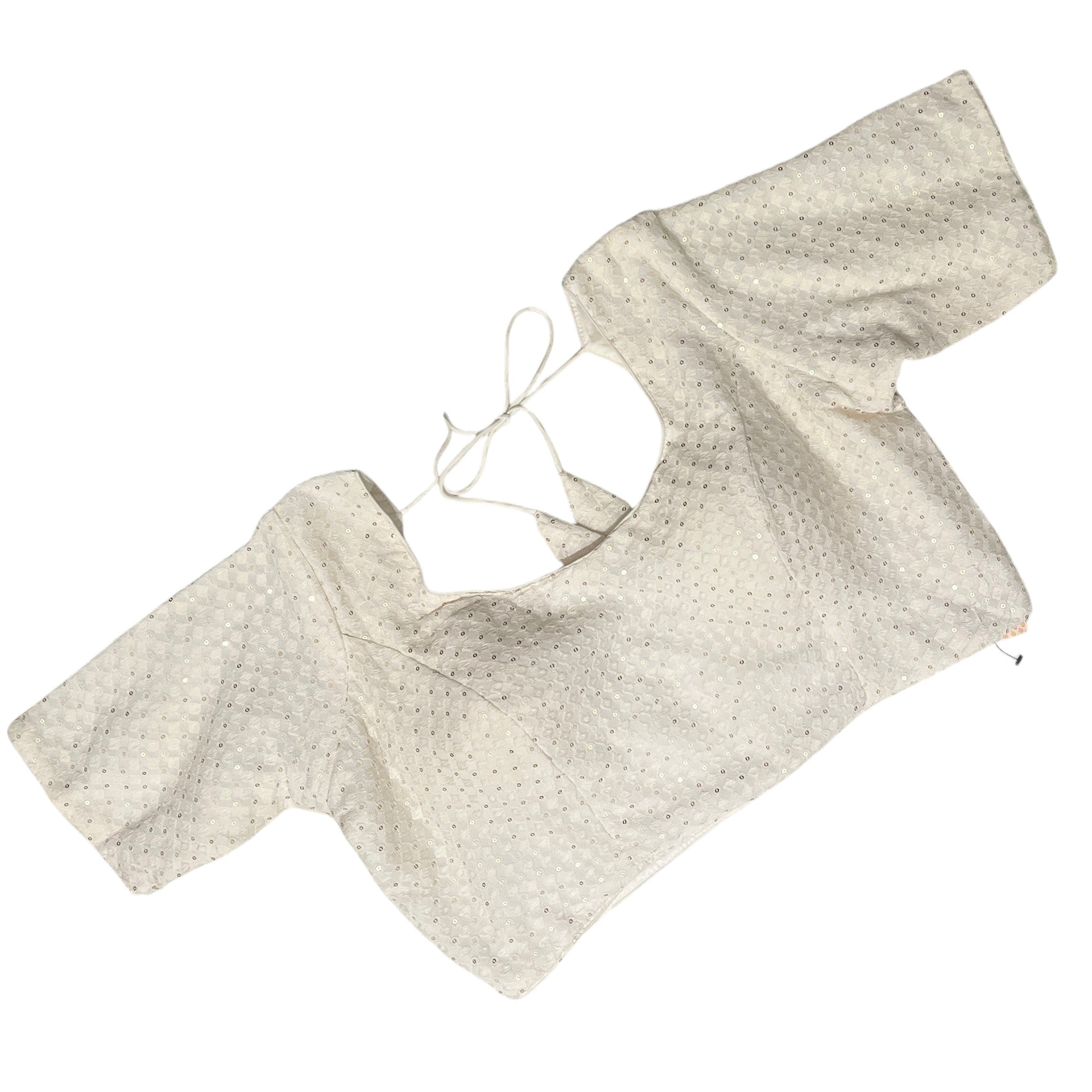 Cream Blouse w Sleeves-Size 42 - Vintage India NYC