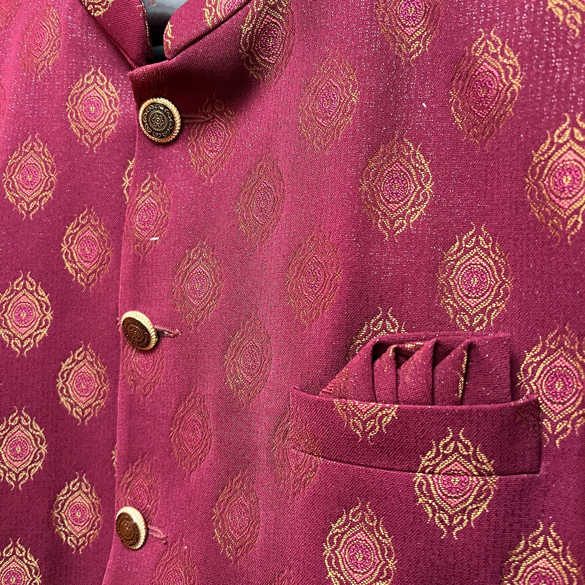 Crimson Jodhpuri Jacket - Vintage India NYC