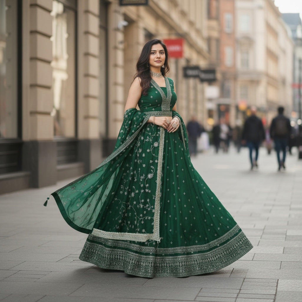 DT Embroidered Lehengas-2 Colors