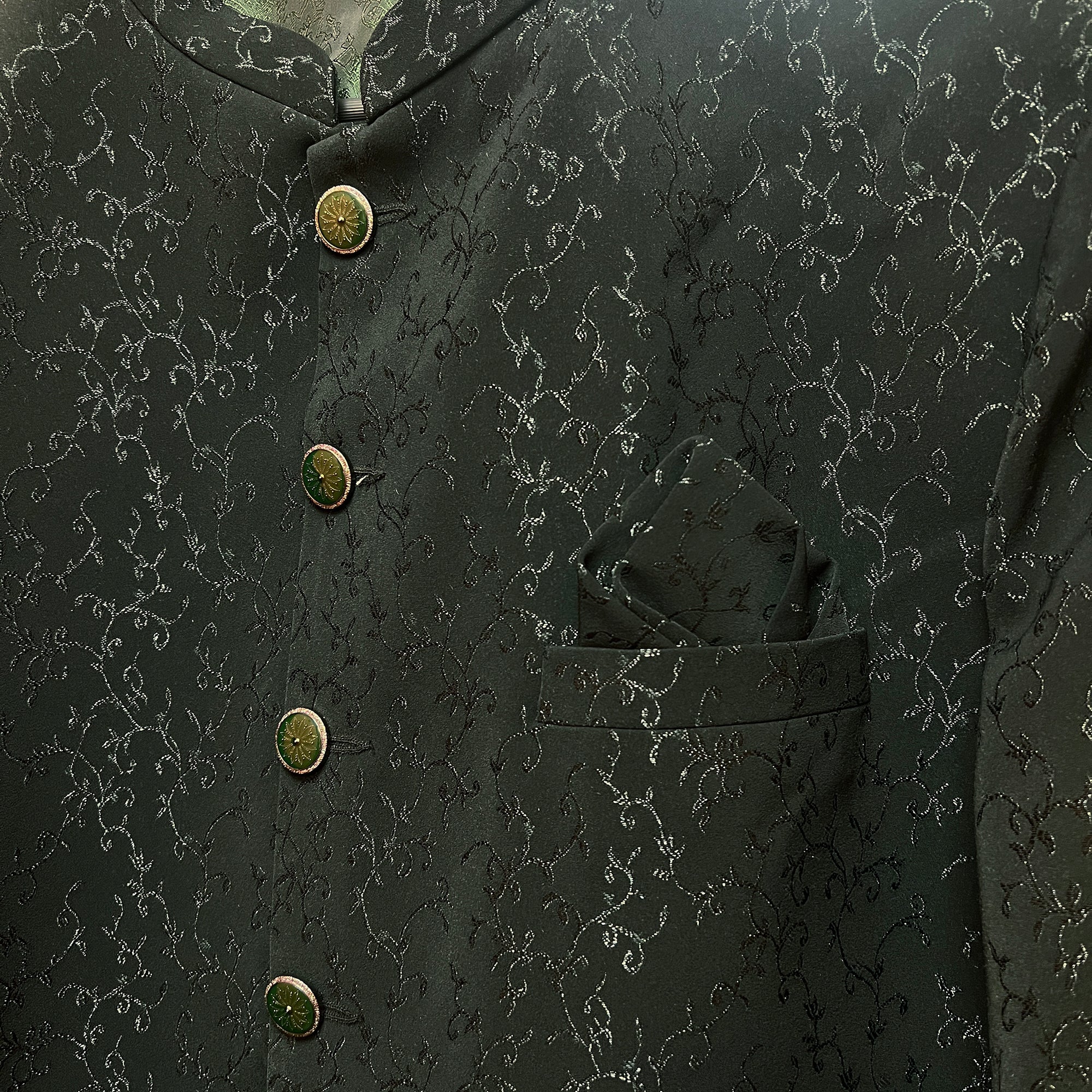Scroll Jacquard Sherwani Size 44-2 Colors - Vintage India NYC