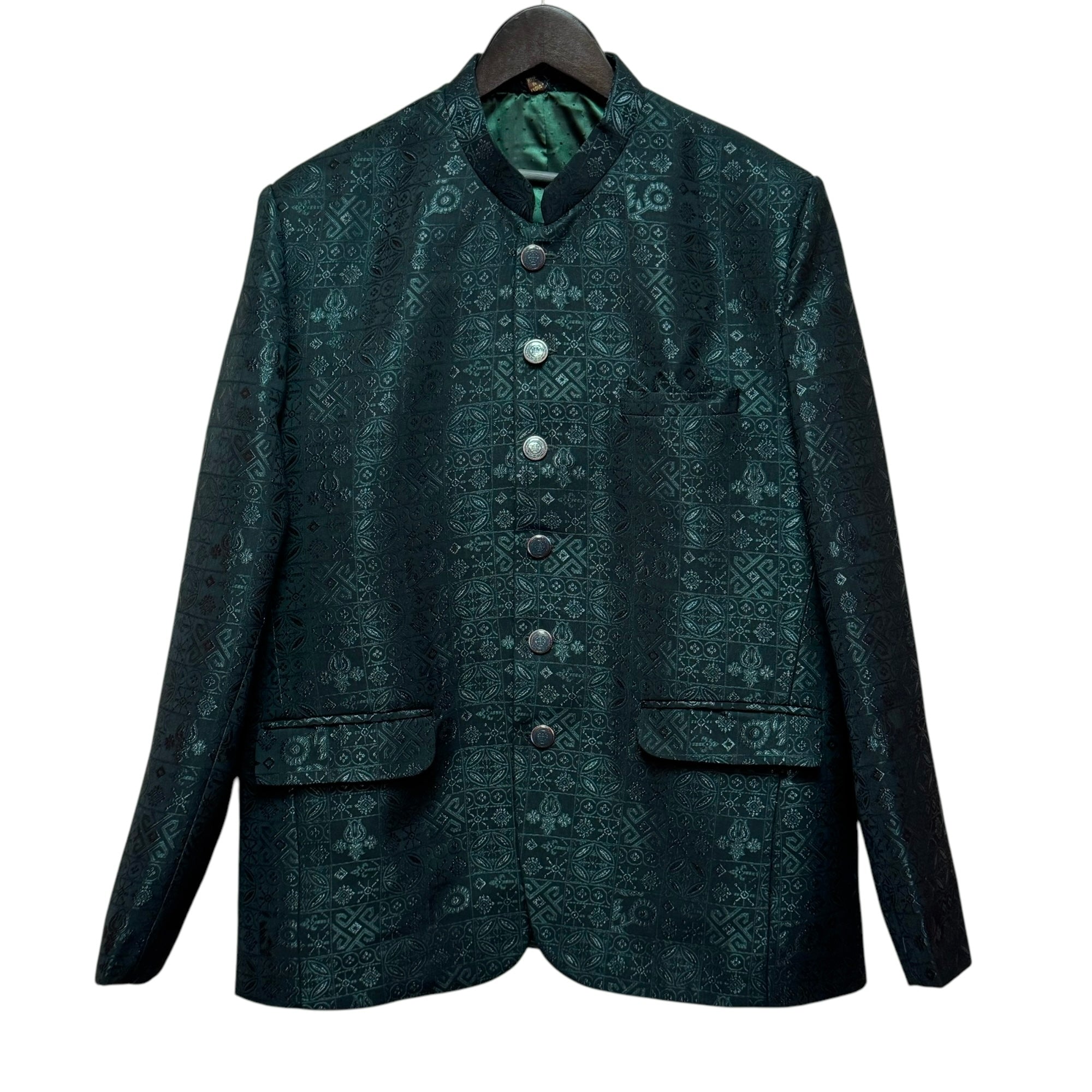 Square Jacquard Jodhpuri Jacket-Colors - Vintage India NYC