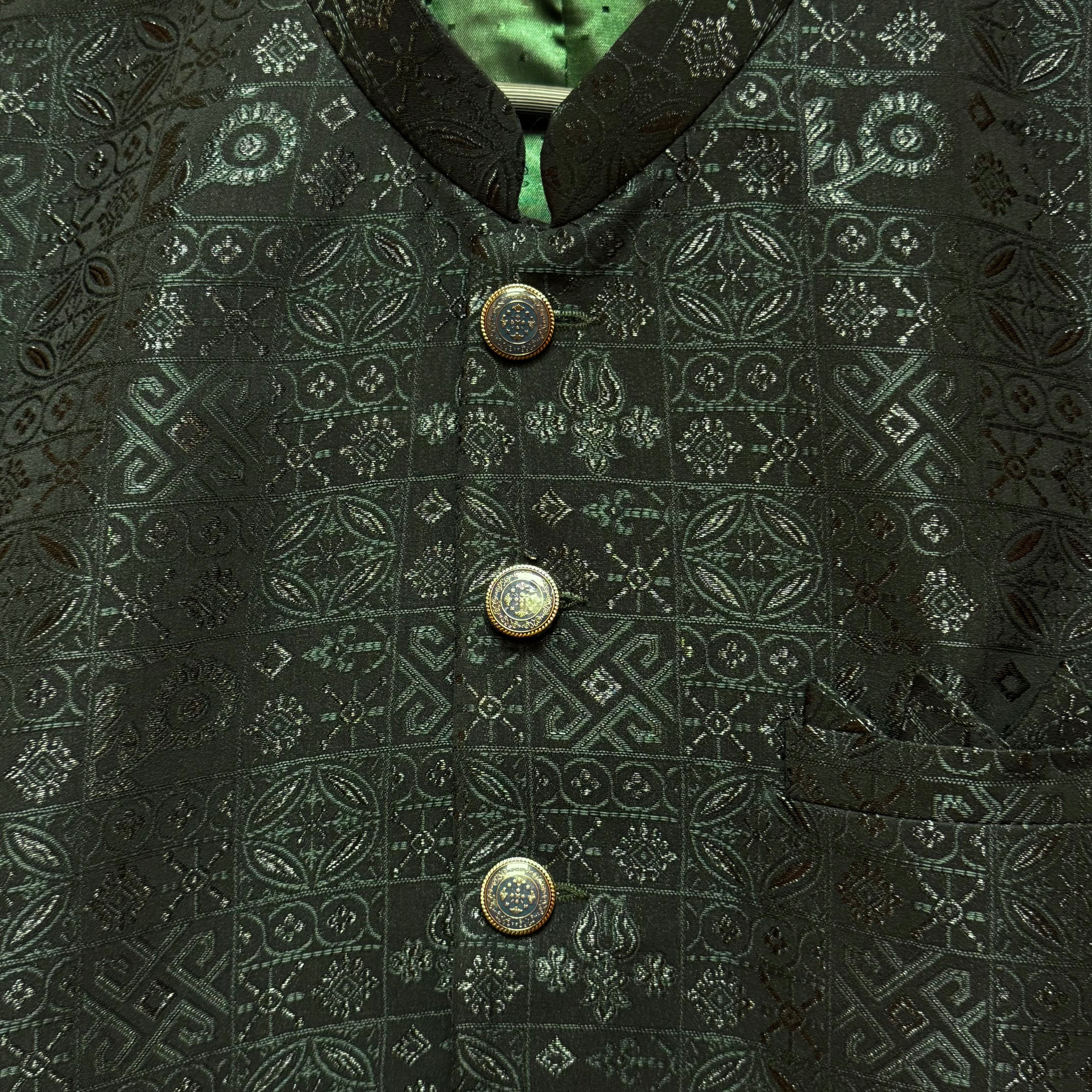 Square Jacquard Jodhpuri Jacket-Colors - Vintage India NYC
