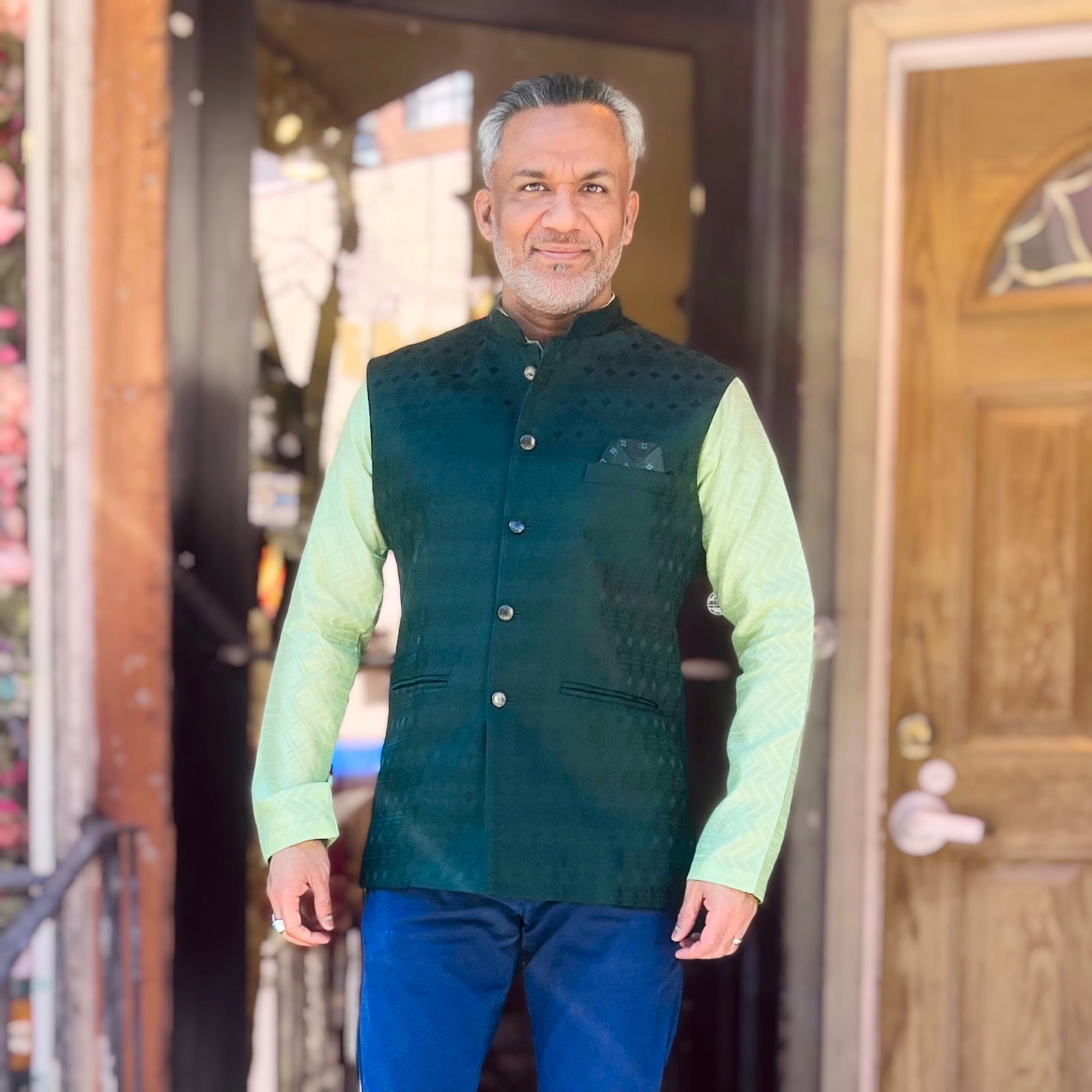 Dark Green Jacquard Vest