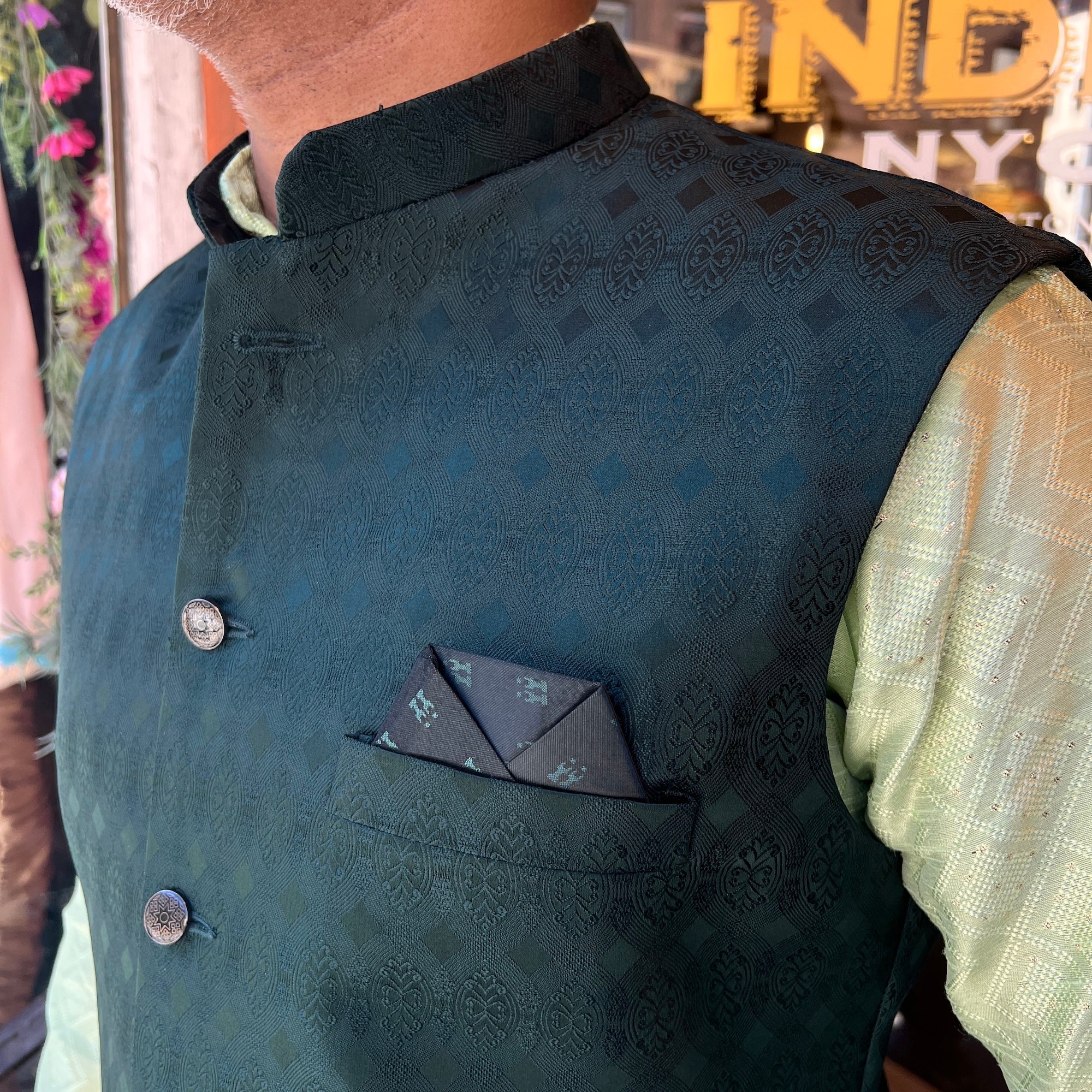 Dark Green Jacquard Vest