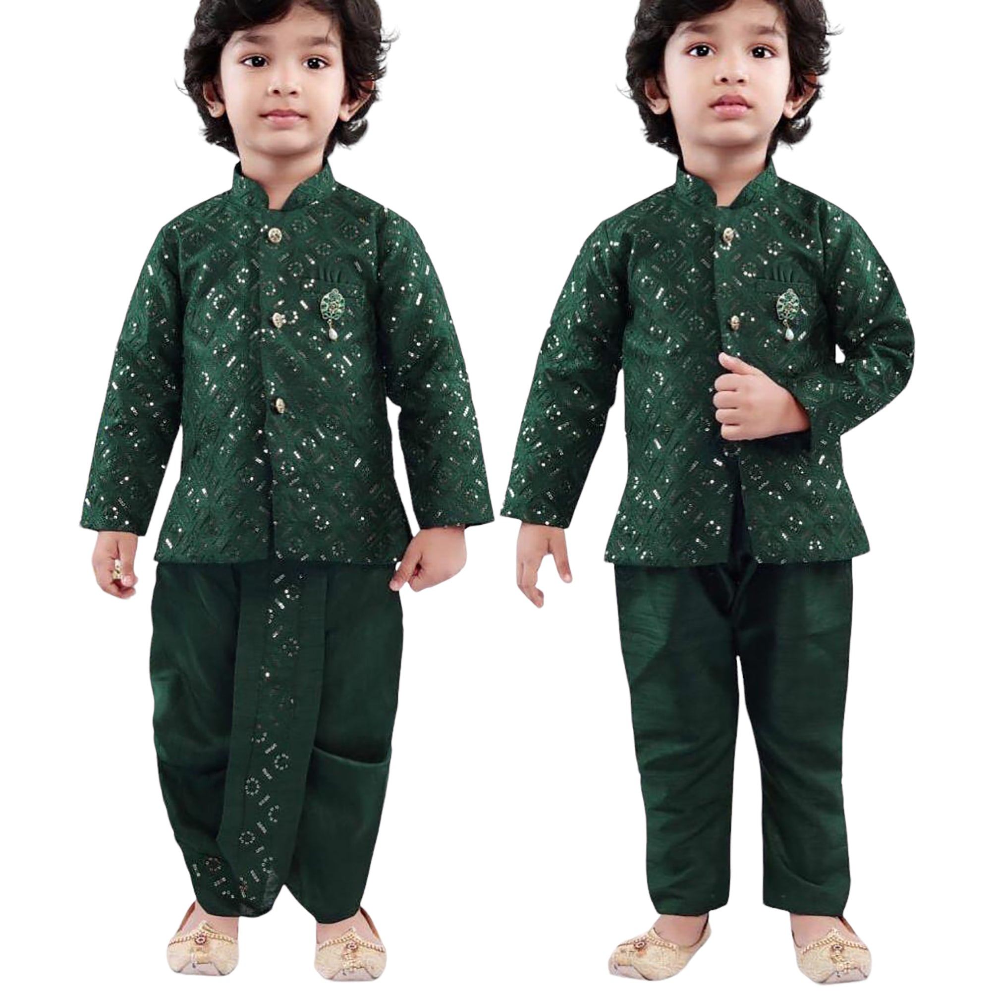 DT Boys Dark Green Jacket Set - Vintage India NYC