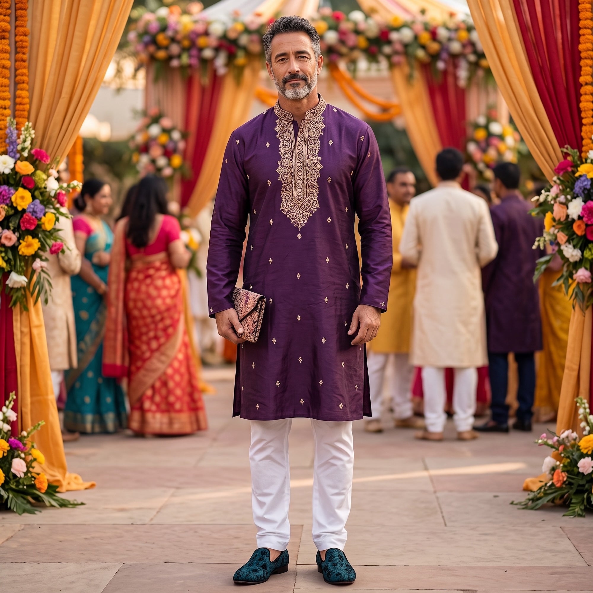 Deep Purple Embroidered Kurta
