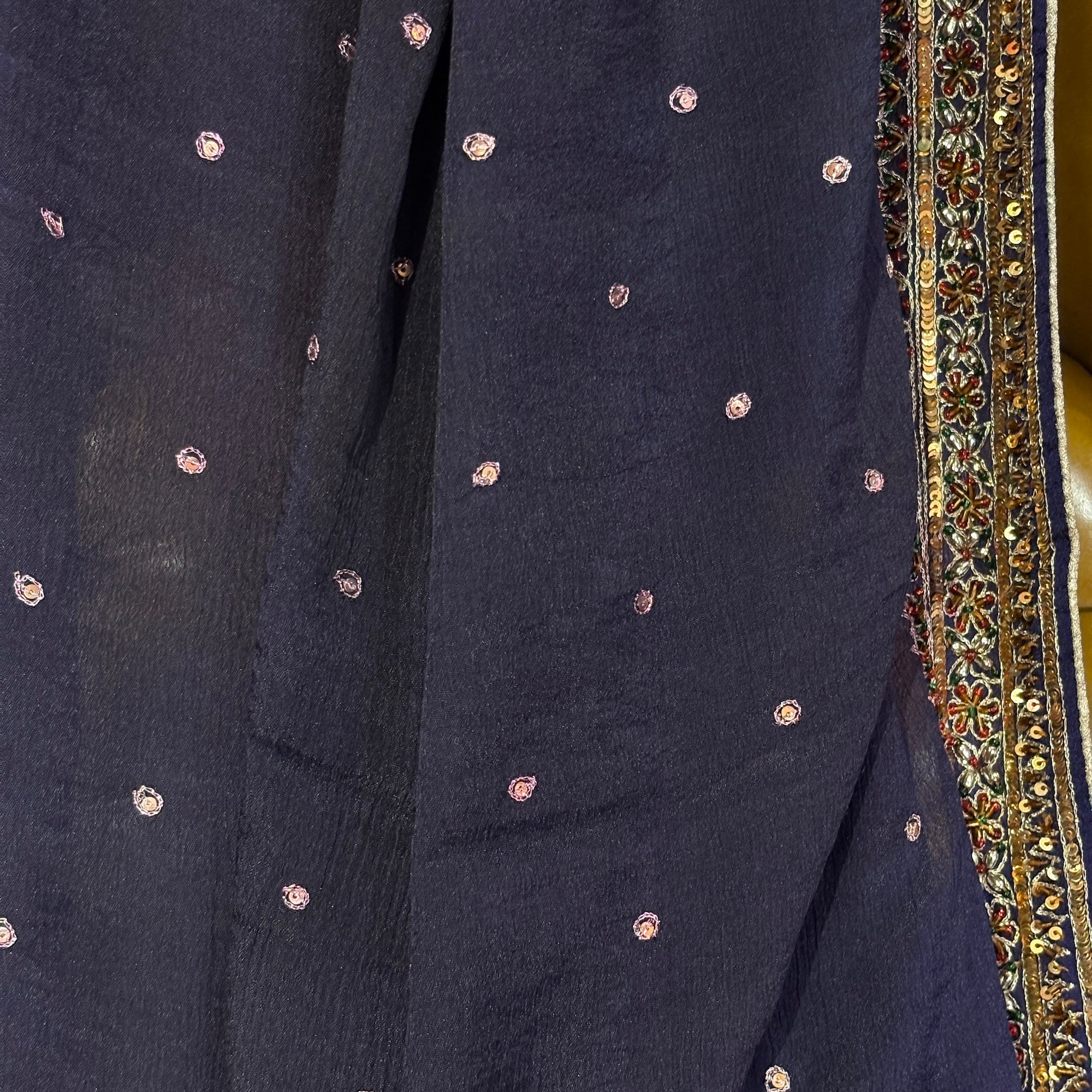 Deep Purple Embroidered Chiffon Silk Dupatta