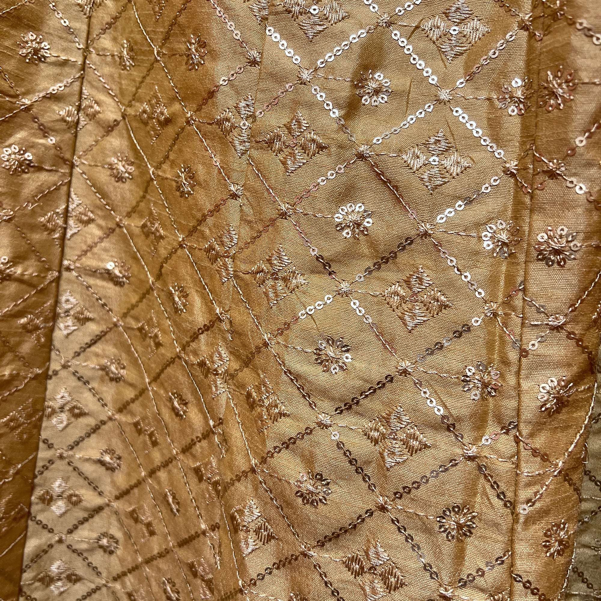 Gold Diamond Sequin Threadwork Lehenga