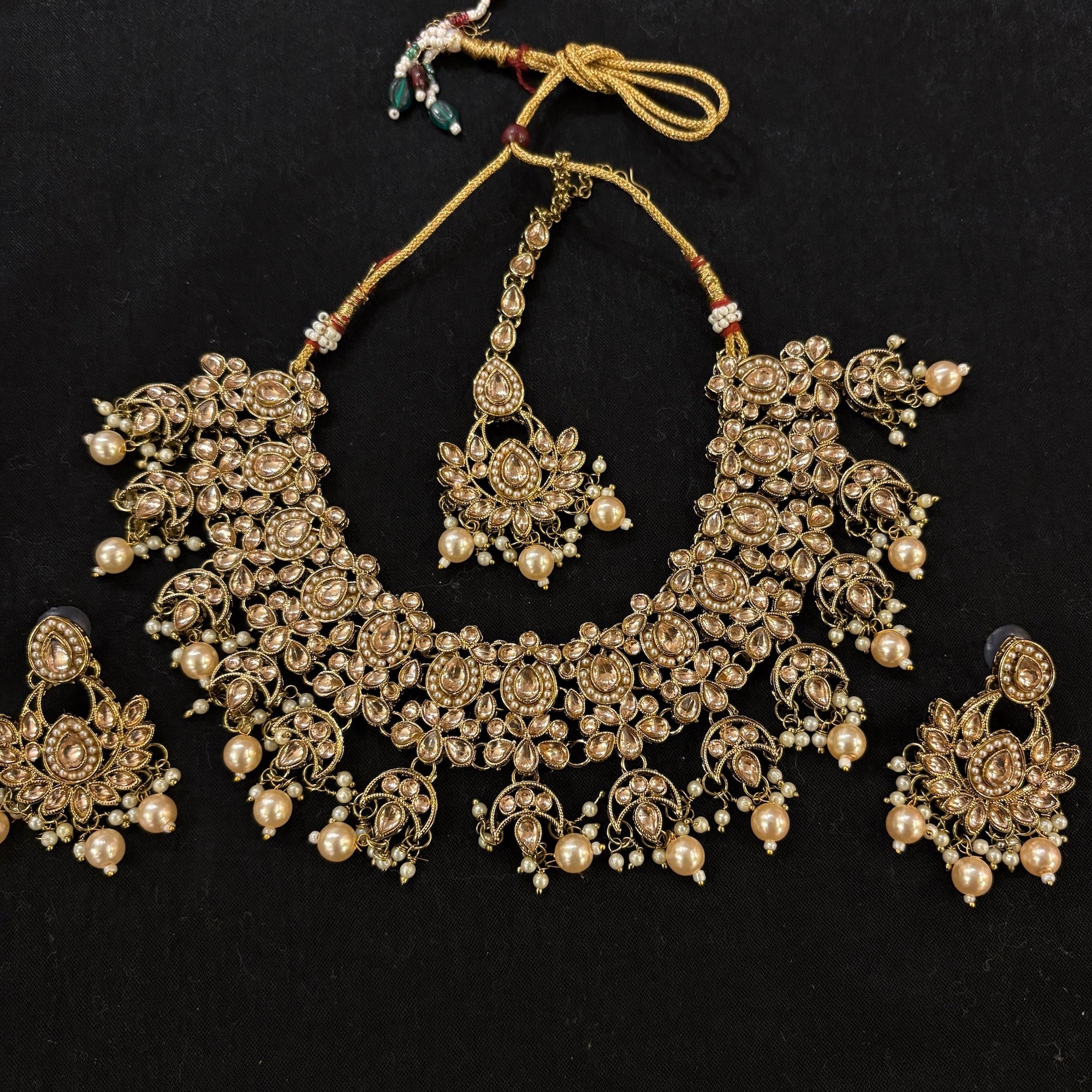 Gold Pearl Chandbali Necklace Sets - Vintage India NYC