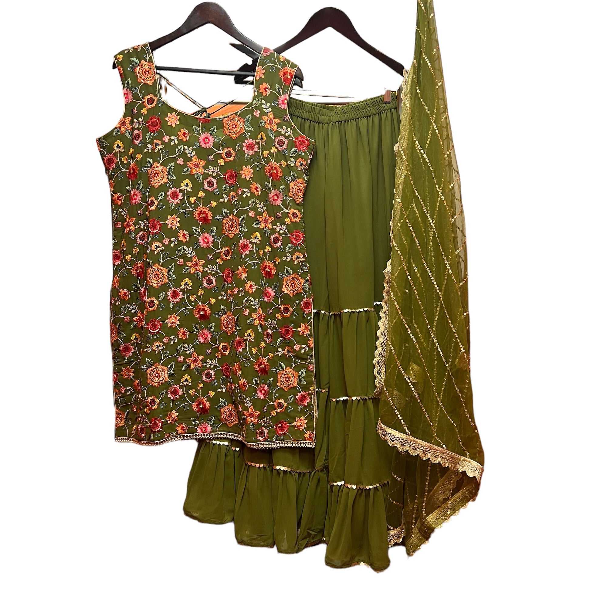 Floral Embroidered Sharara Set-2 Colors - Vintage India NYC