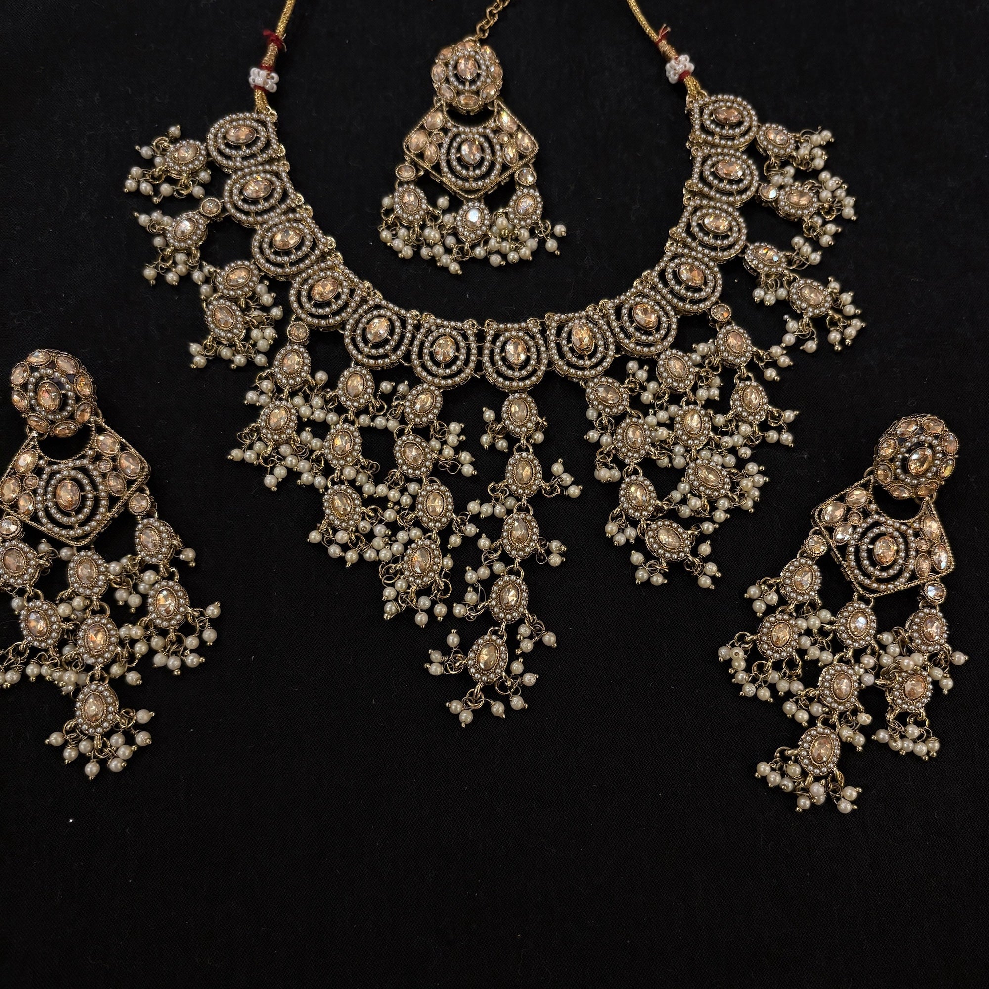 Streaming White Pearl Necklace Sets - Vintage India NYC
