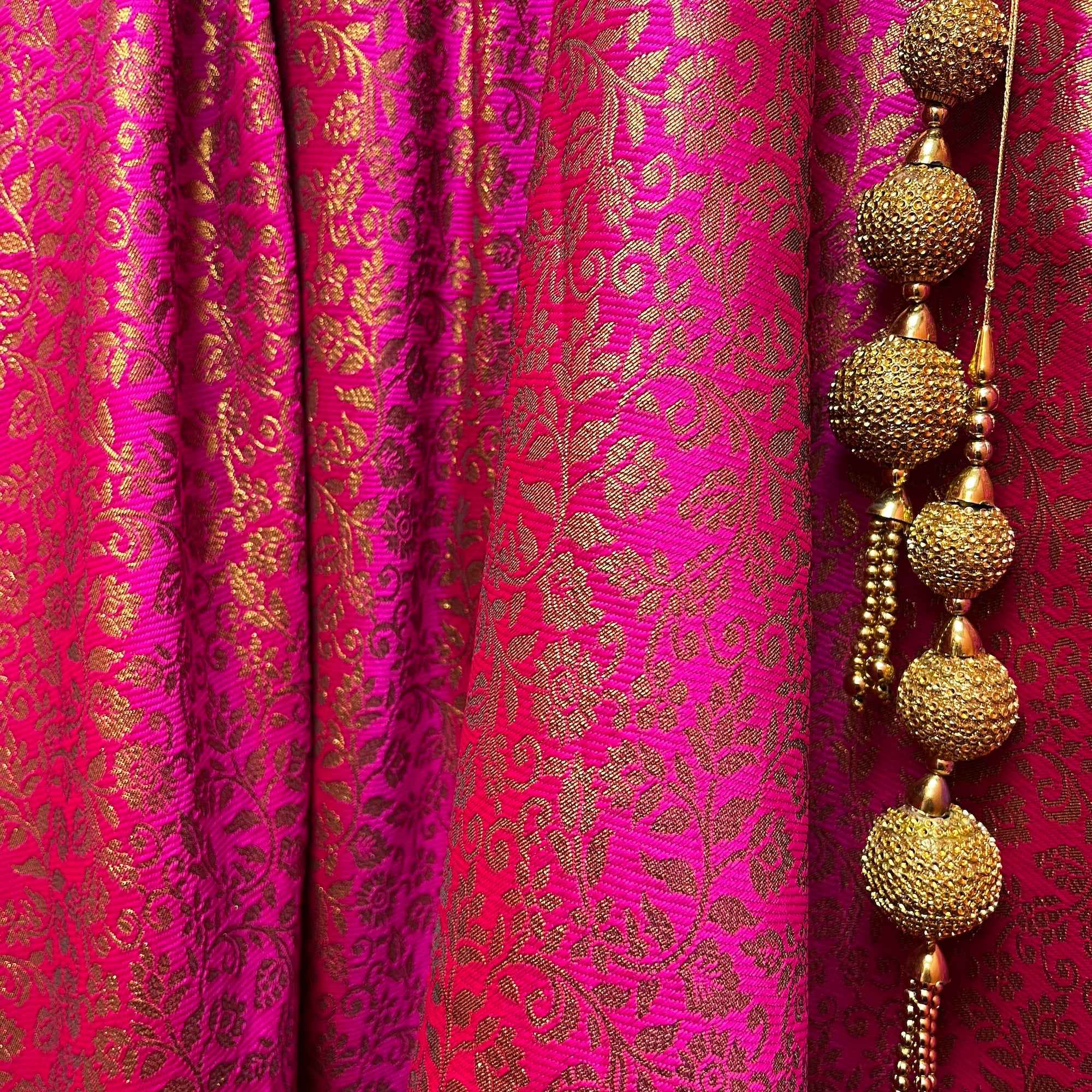 DT Bright Pink Brocade Floral Lehengas- 2 Styles/Lengths - Vintage India NYC