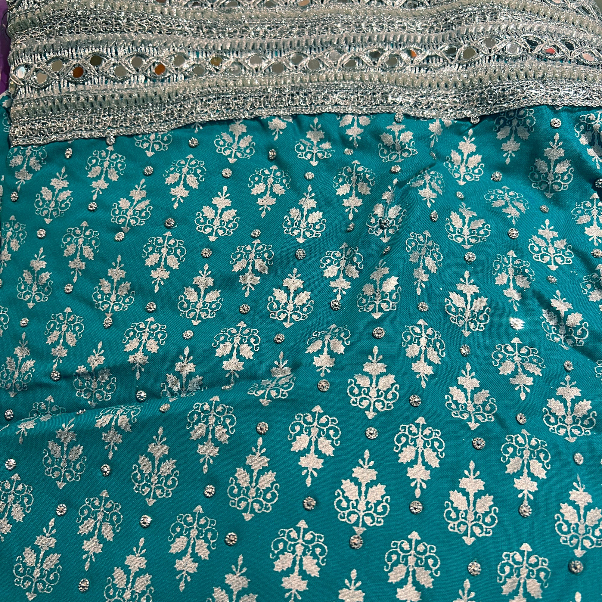 DT Silver Block Print Lehengas-4 Colors - Vintage India NYC