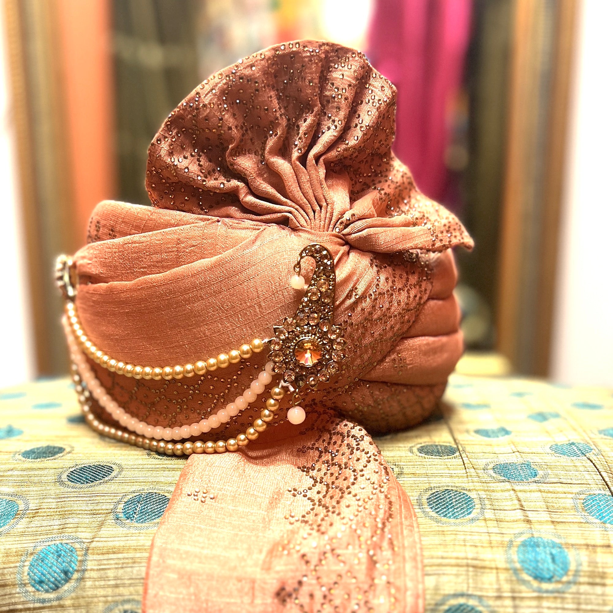 YD  Dusty Copper Pagadi Turban - Vintage India NYC