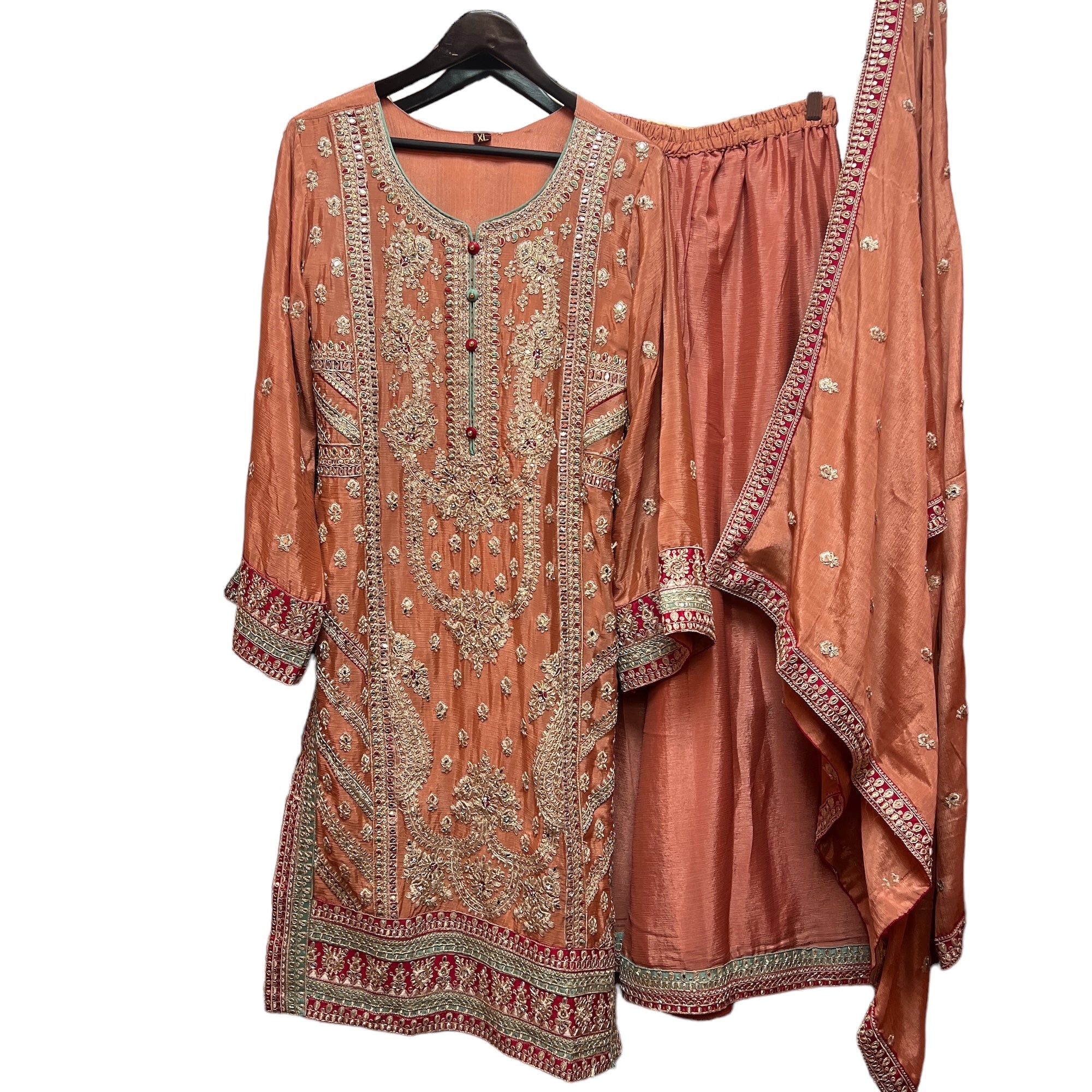 Dusty Coral Sharara Set- - Vintage India NYC
