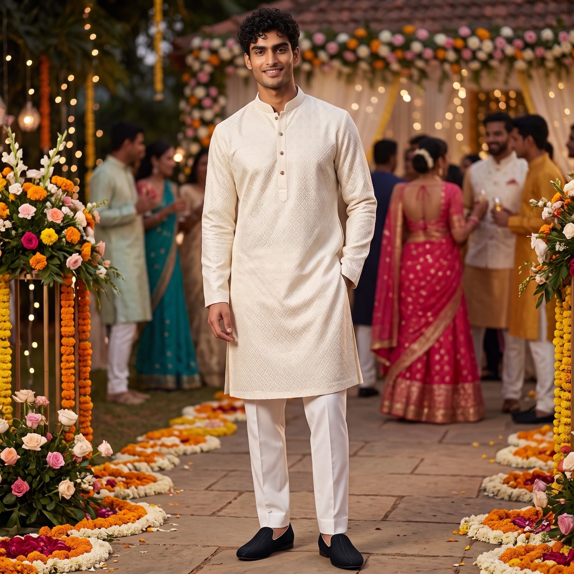 Eggshell Honeycomb Kurta