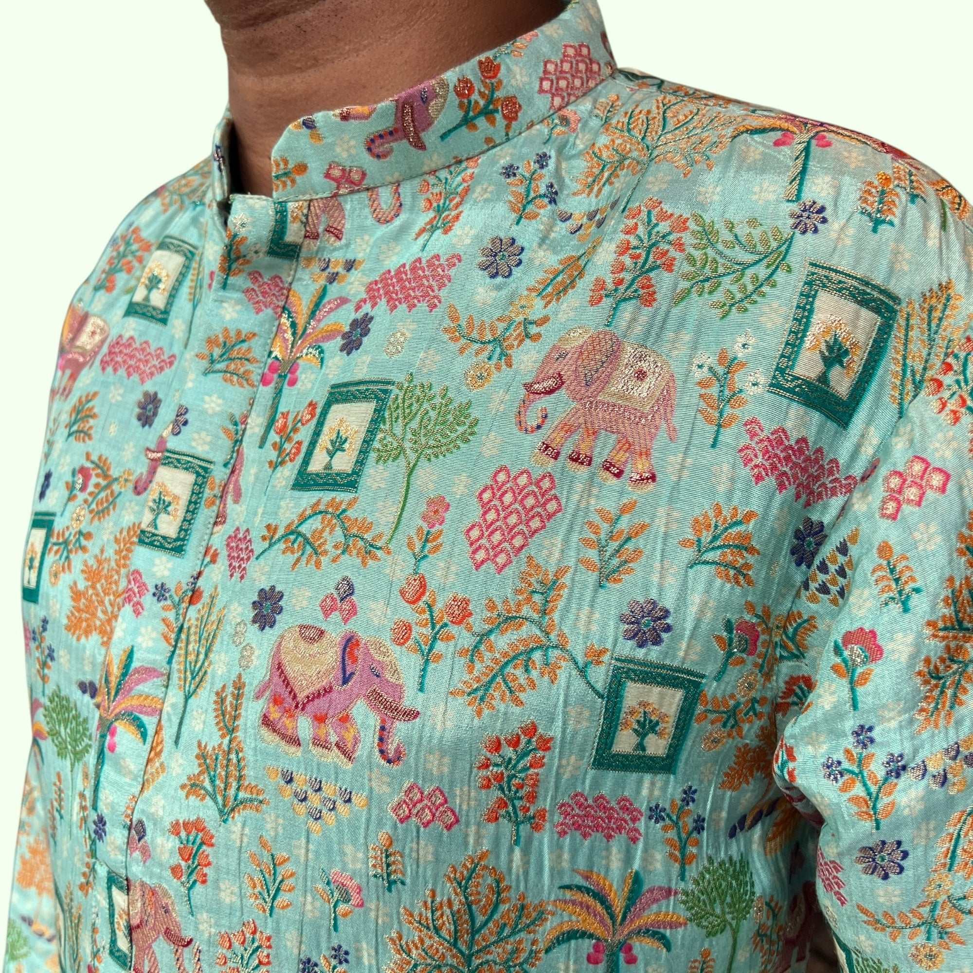 Elephant Brocade Kurta - Vintage India NYC