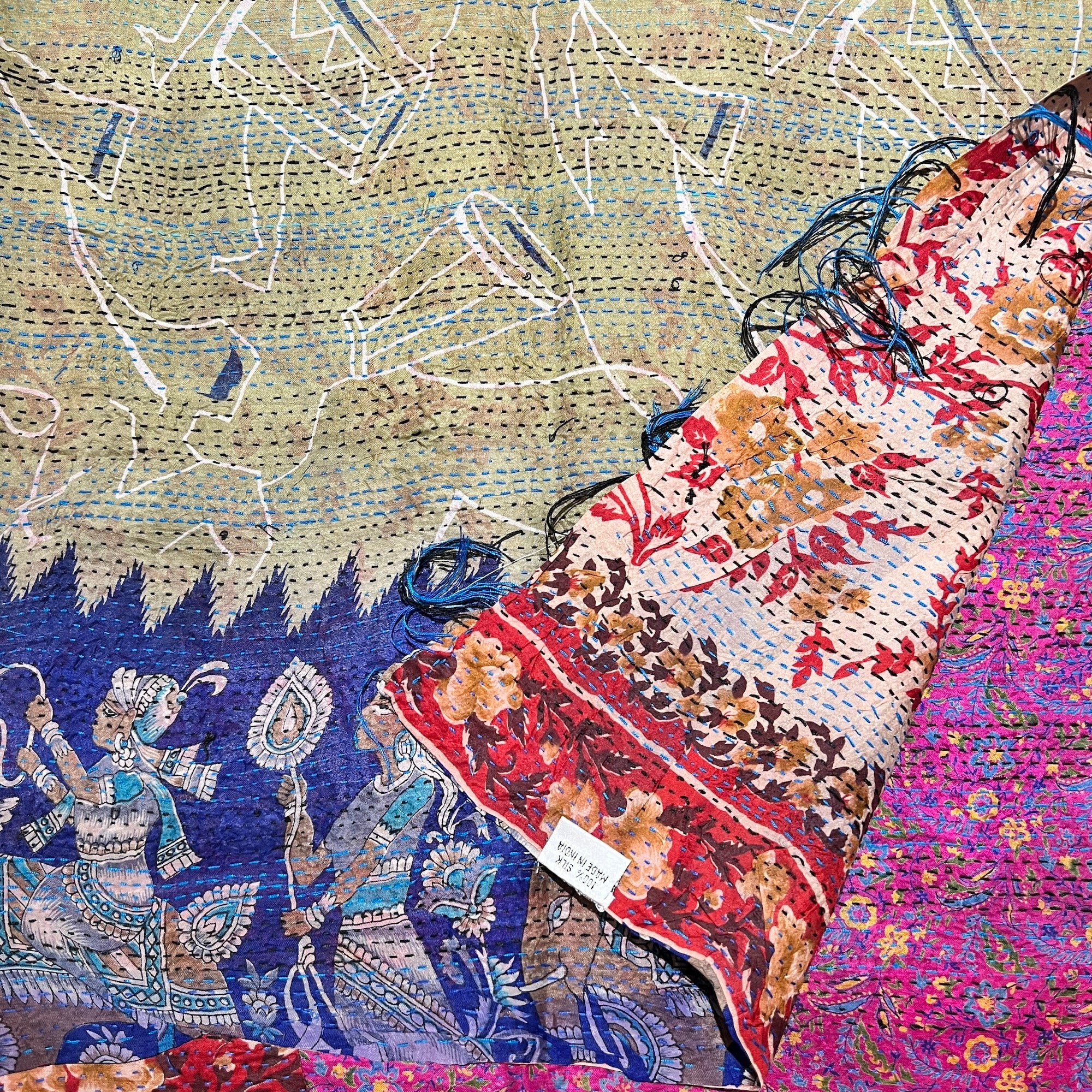 Silk Kantha Stoles - Vintage India NYC