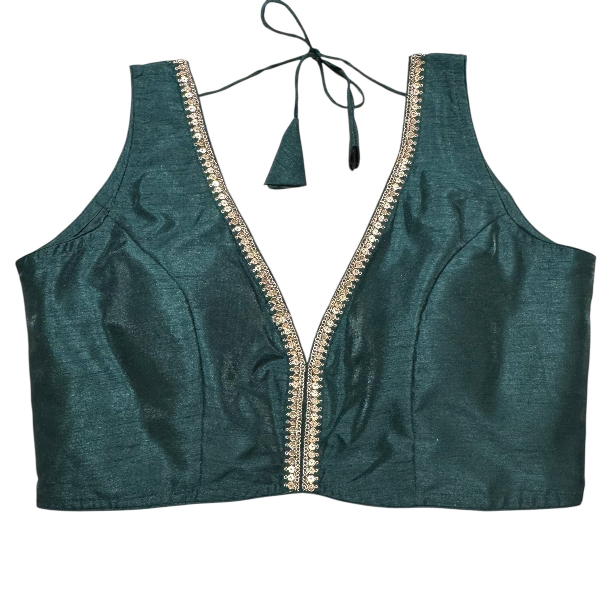 Plus Size Sleeveless V Neck Blouse -Size 48-Colors - Vintage India NYC