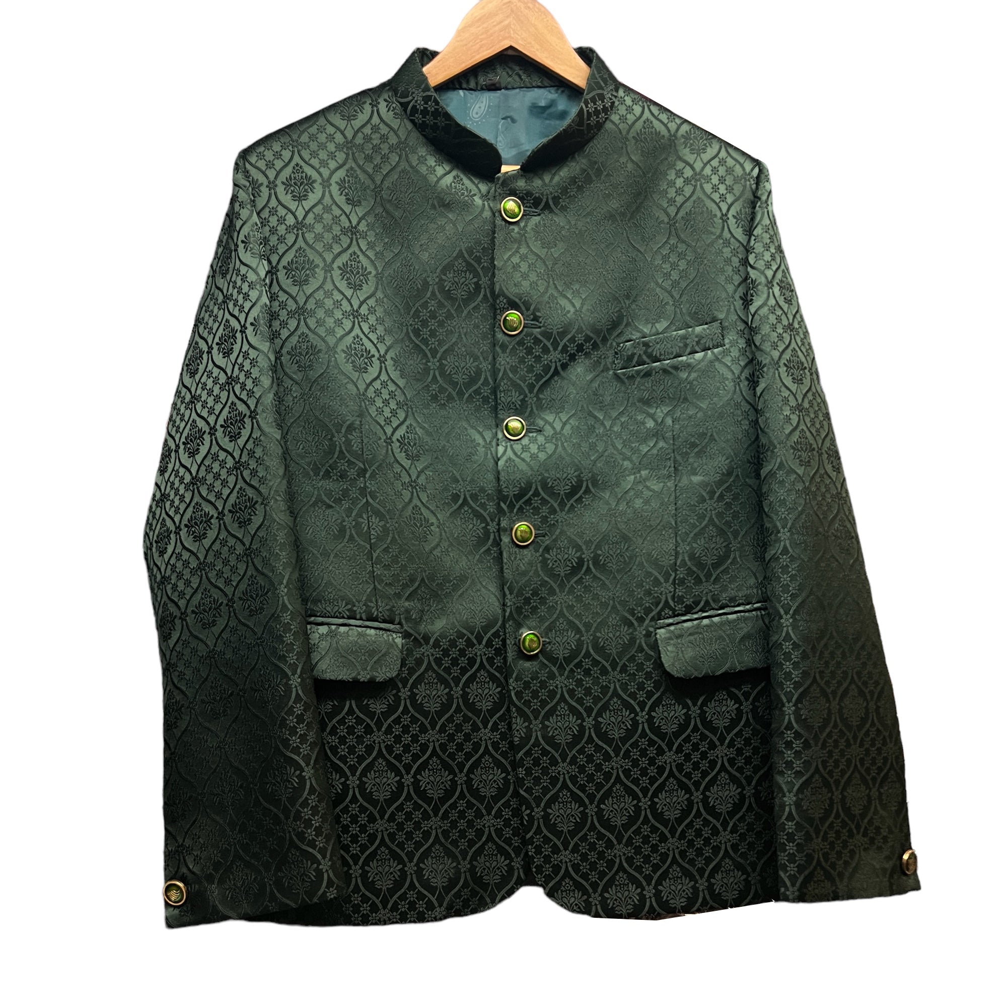 YD Forest Jacquard Jodhpuri Jacket - Vintage India NYC