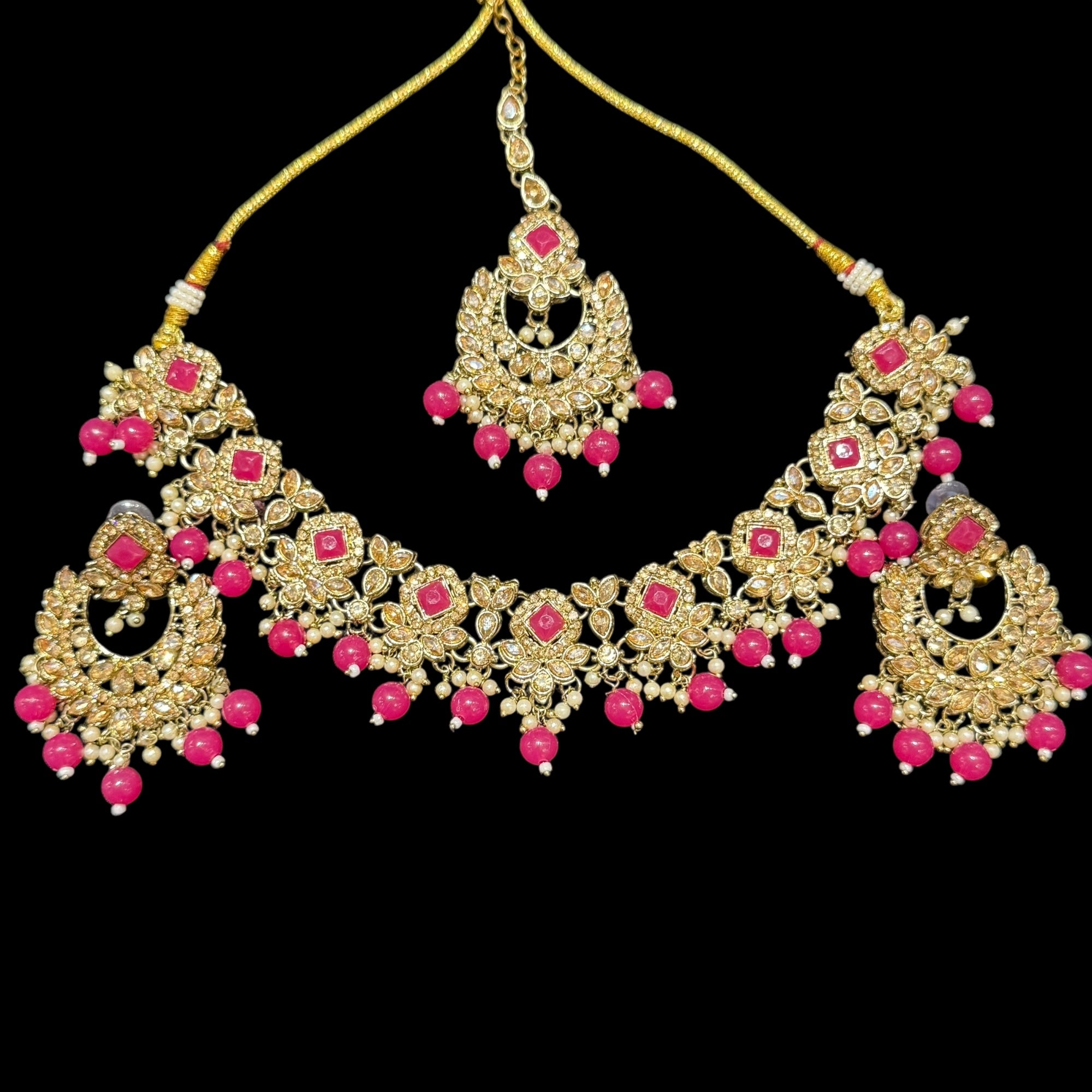 DT Chandbali Diamond Necklace Sets-Many Colors
