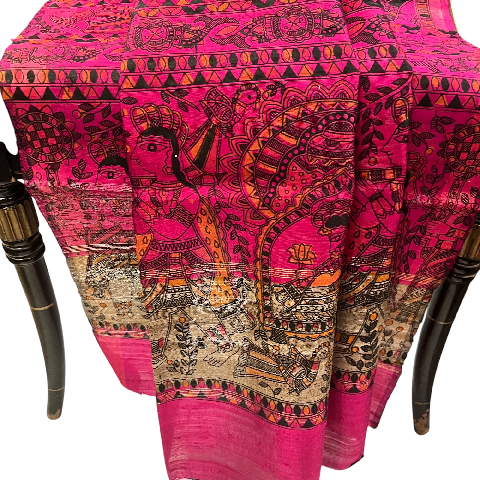 Fine Quality Raw Silk Maddhubani Dupattas