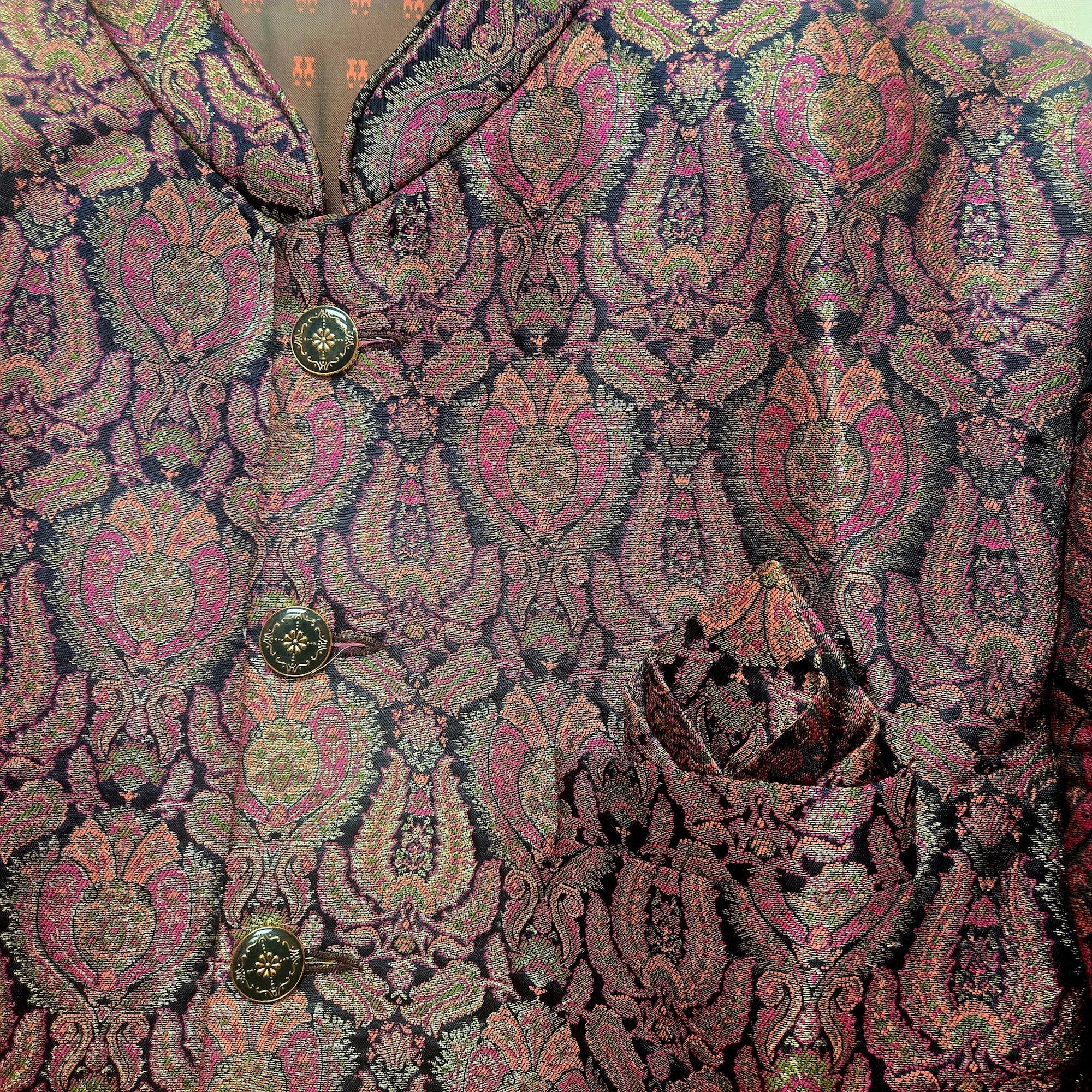 Fuchsia & Navy Paisley Sherwani