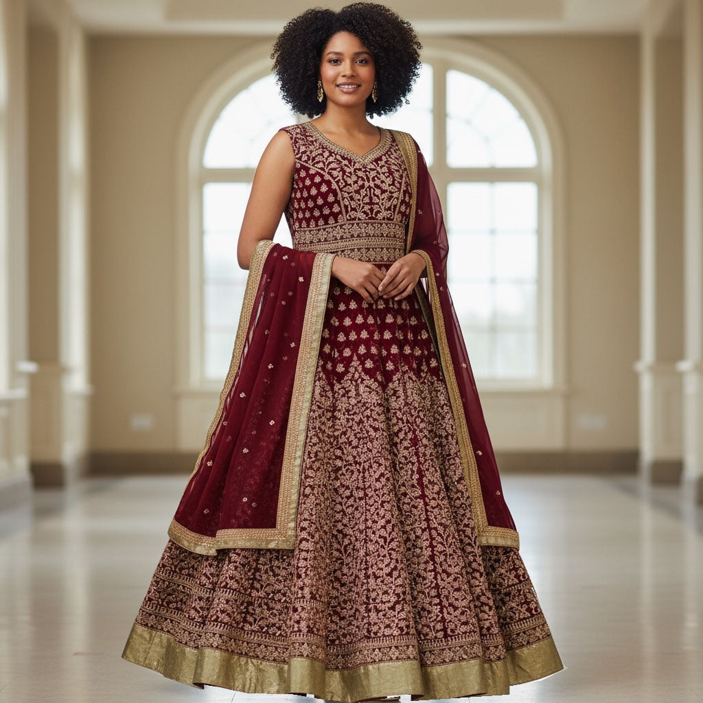 DT Full Work Anarkali Gown - Vintage India NYC